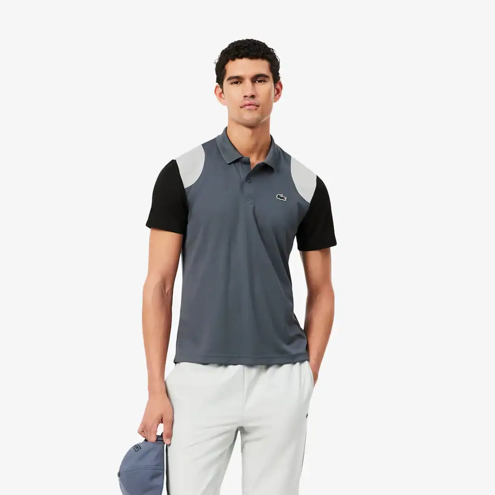 Lacoste Ultra Dry Colour-Block Sport Polo Shirt - Gris / Noir