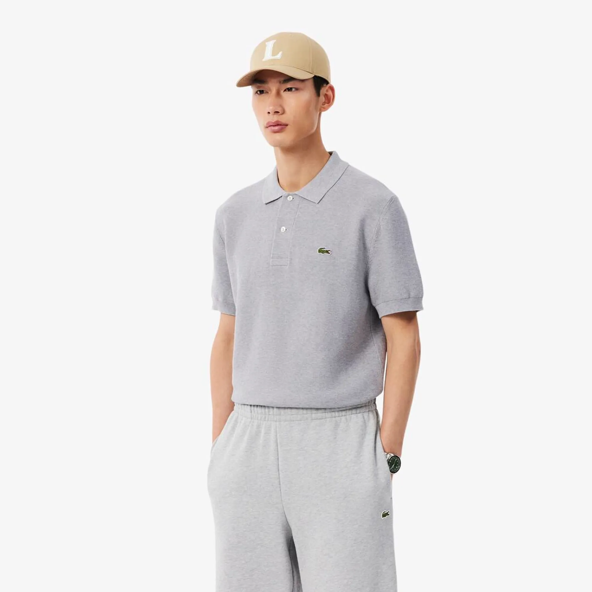 Lacoste Classic Fit Knitted Polo Shirt - Light Heathered Grey