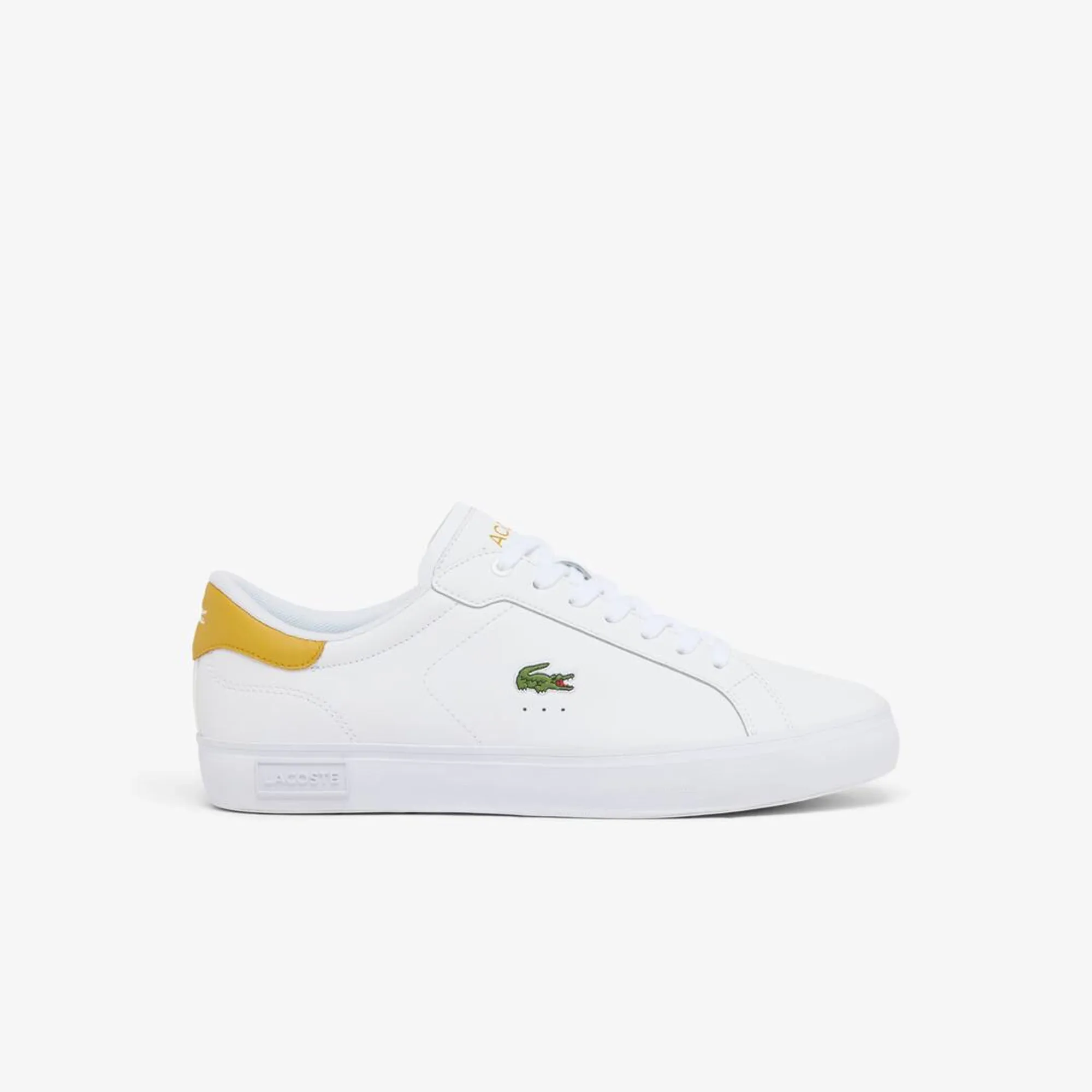 Lacoste Men's Powercourt Leather Sneakers - White / Dark Yellow