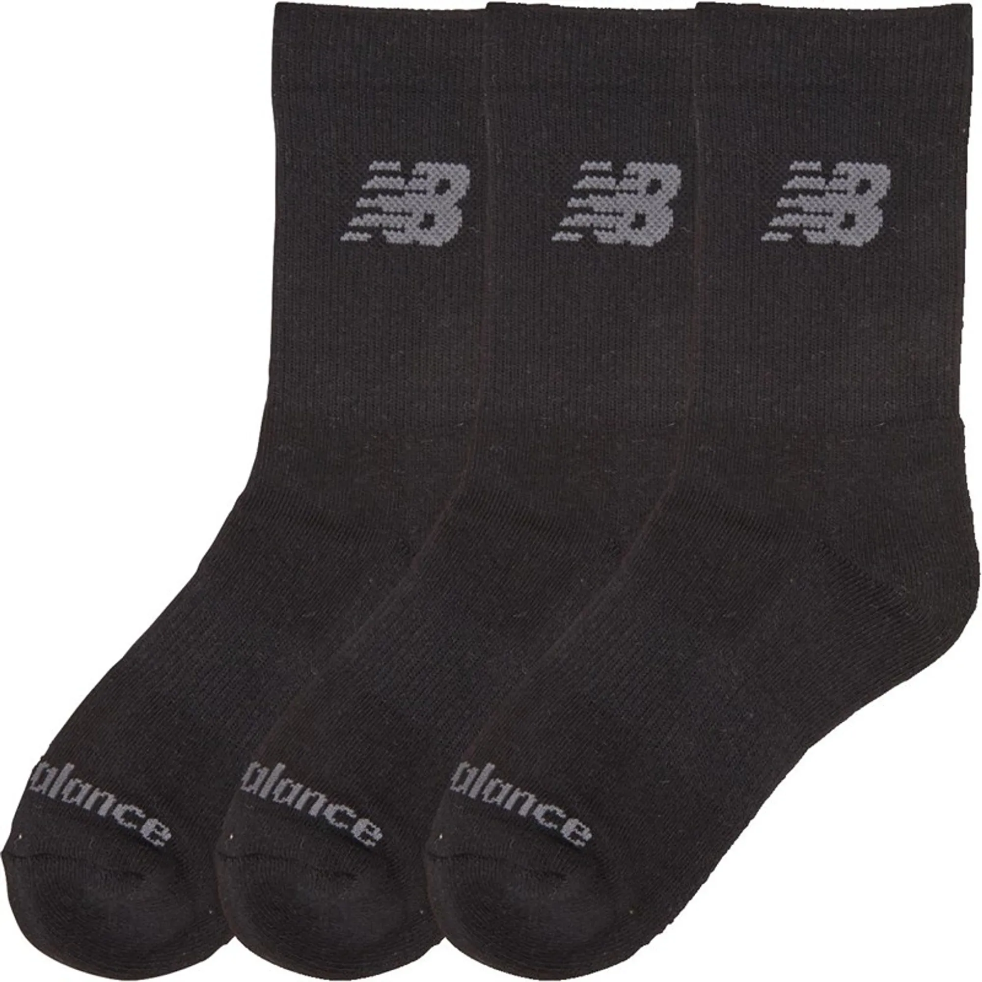 New Balance Kids 3 Pack of Crew Socks - Black