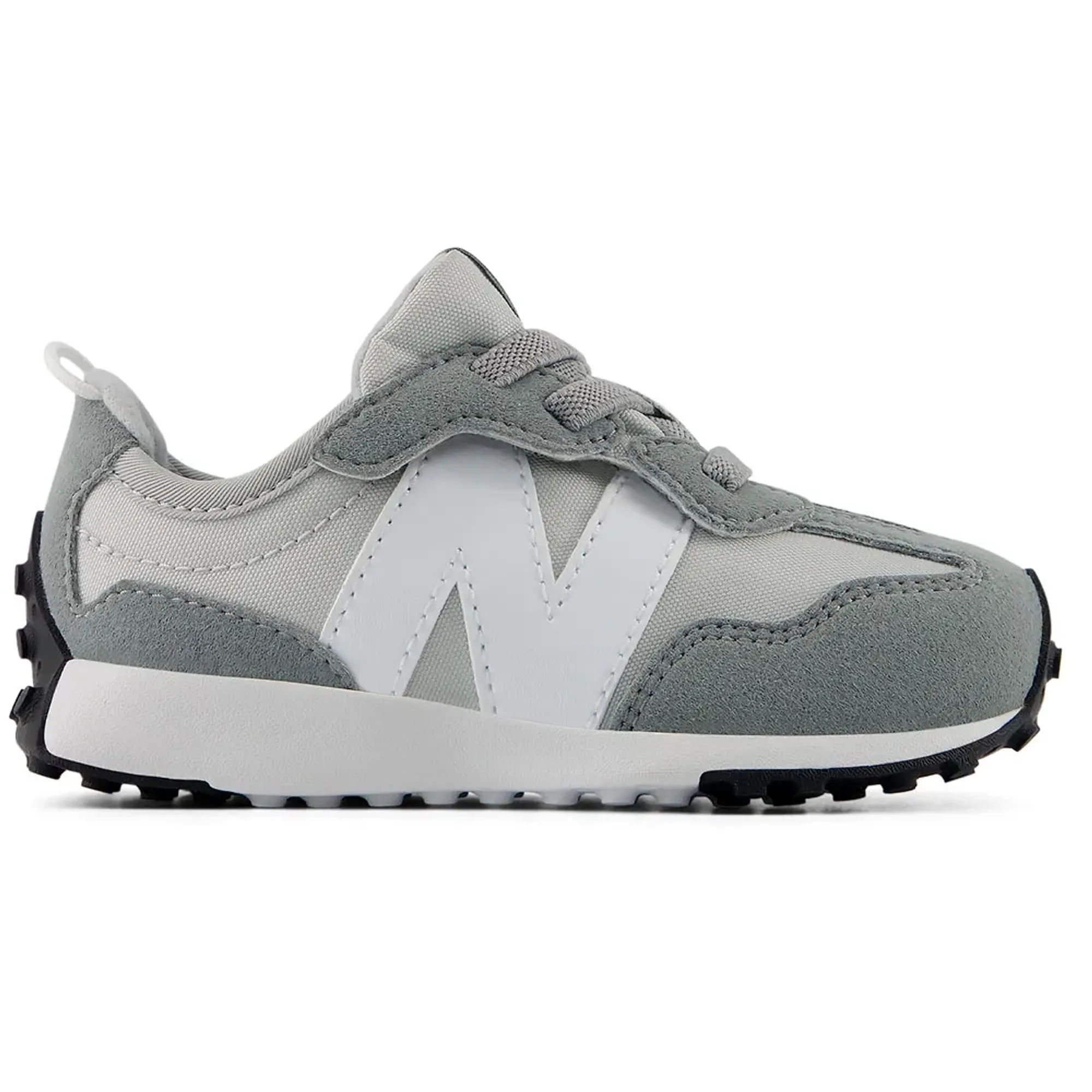 New Balance Infants 327 New-B Hook & Loop in Grey Suede/Mesh