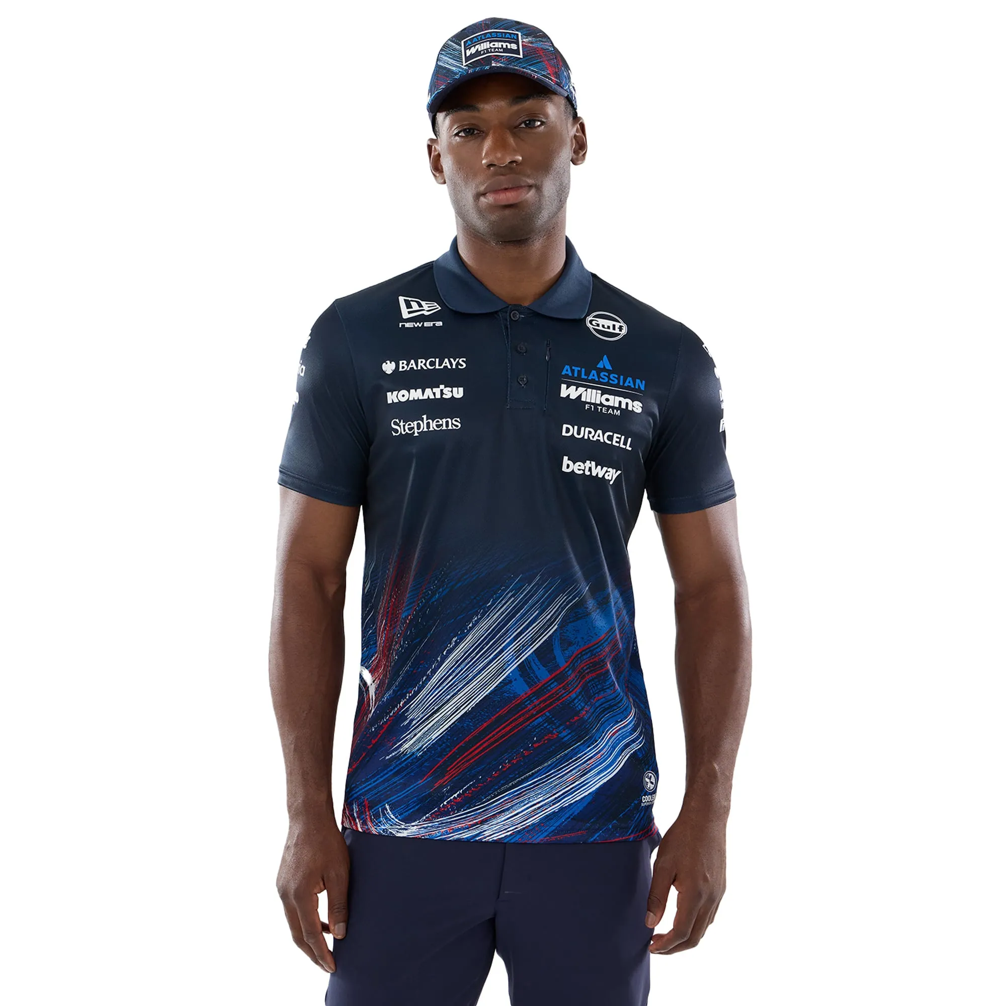 Williams GB Race Special Navy Tech Polo T-Shirt New Era Cap adult unisex