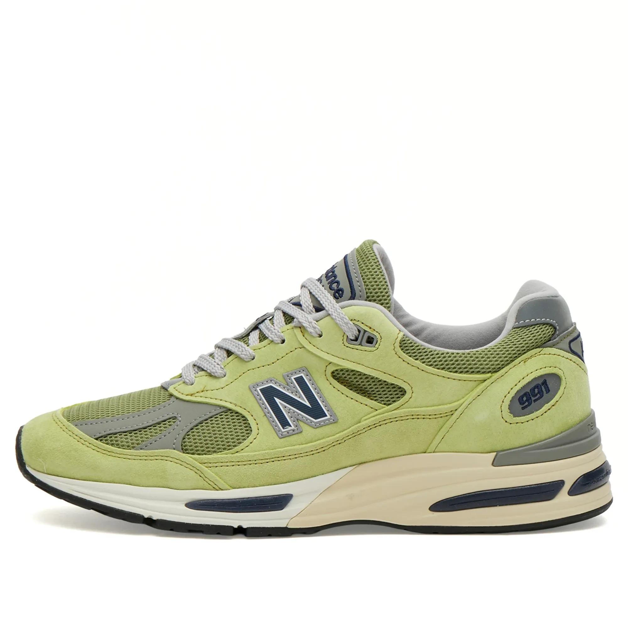 New Balance Unisex Made in UK 991V2 Summer Brights in Green/Grey Suede/Mesh
