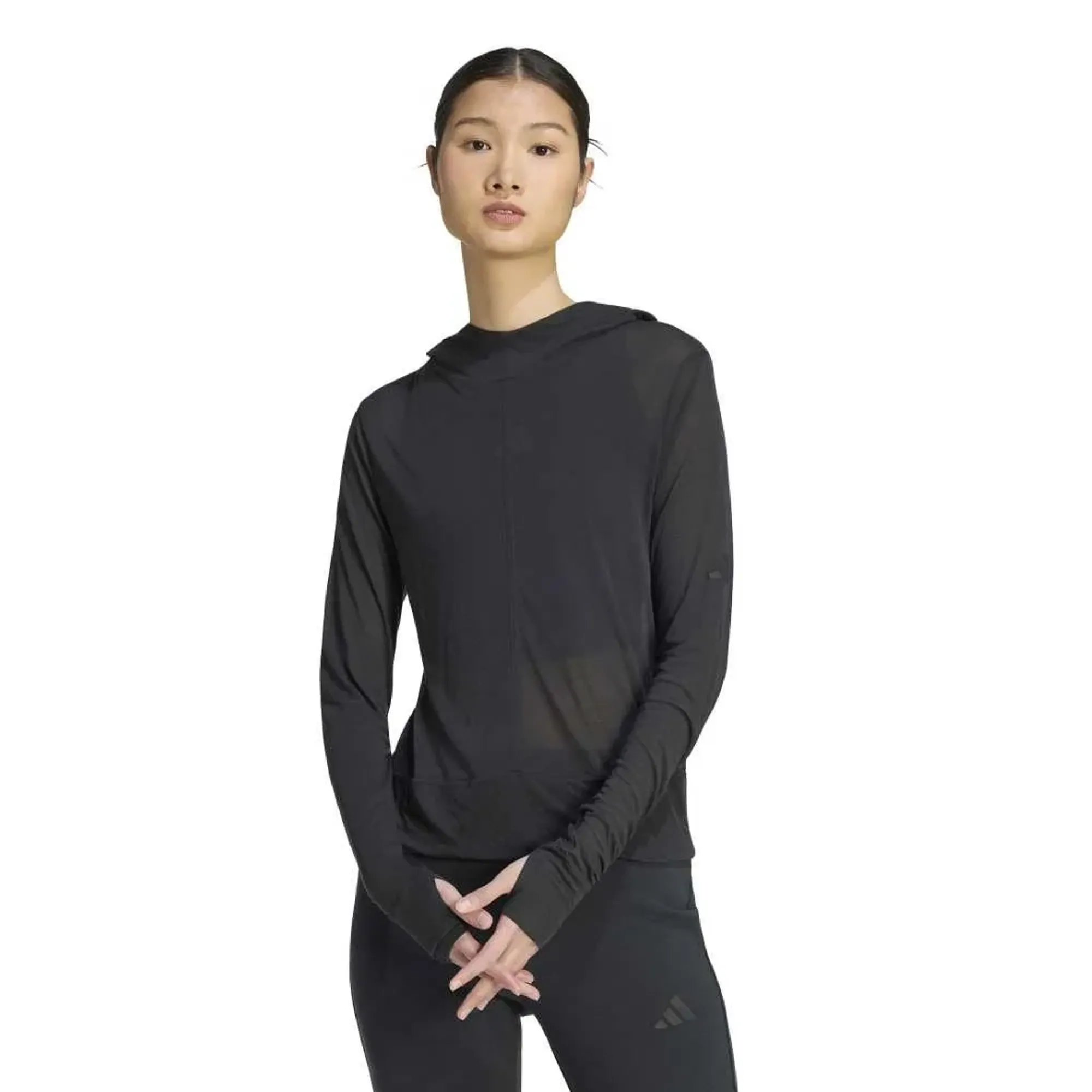 Adidas Soft Lux Sheer Hooded Long Sleeve T-shirt