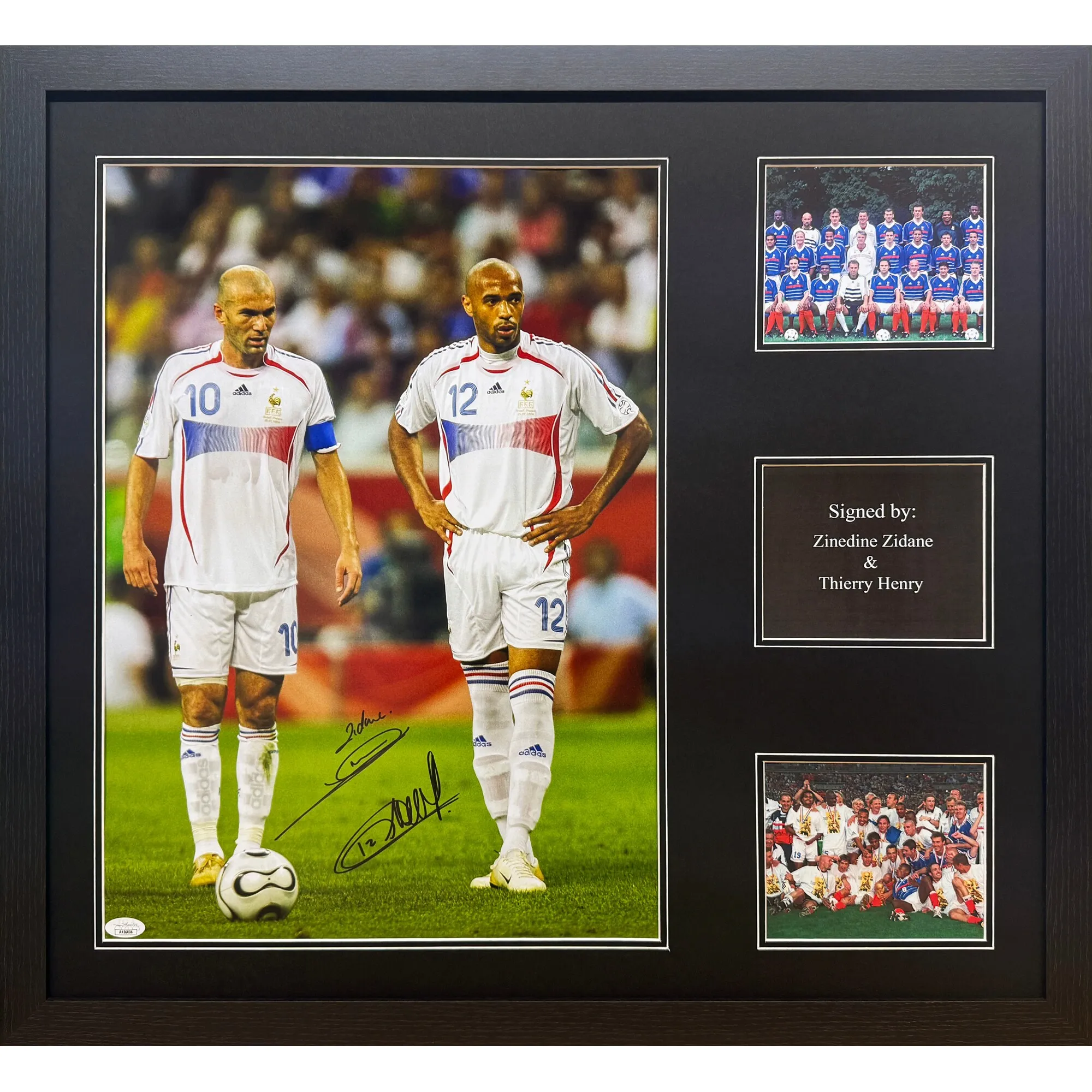 France Zinedine Zidane & Thierry Henry Dual Signed Photo Framed