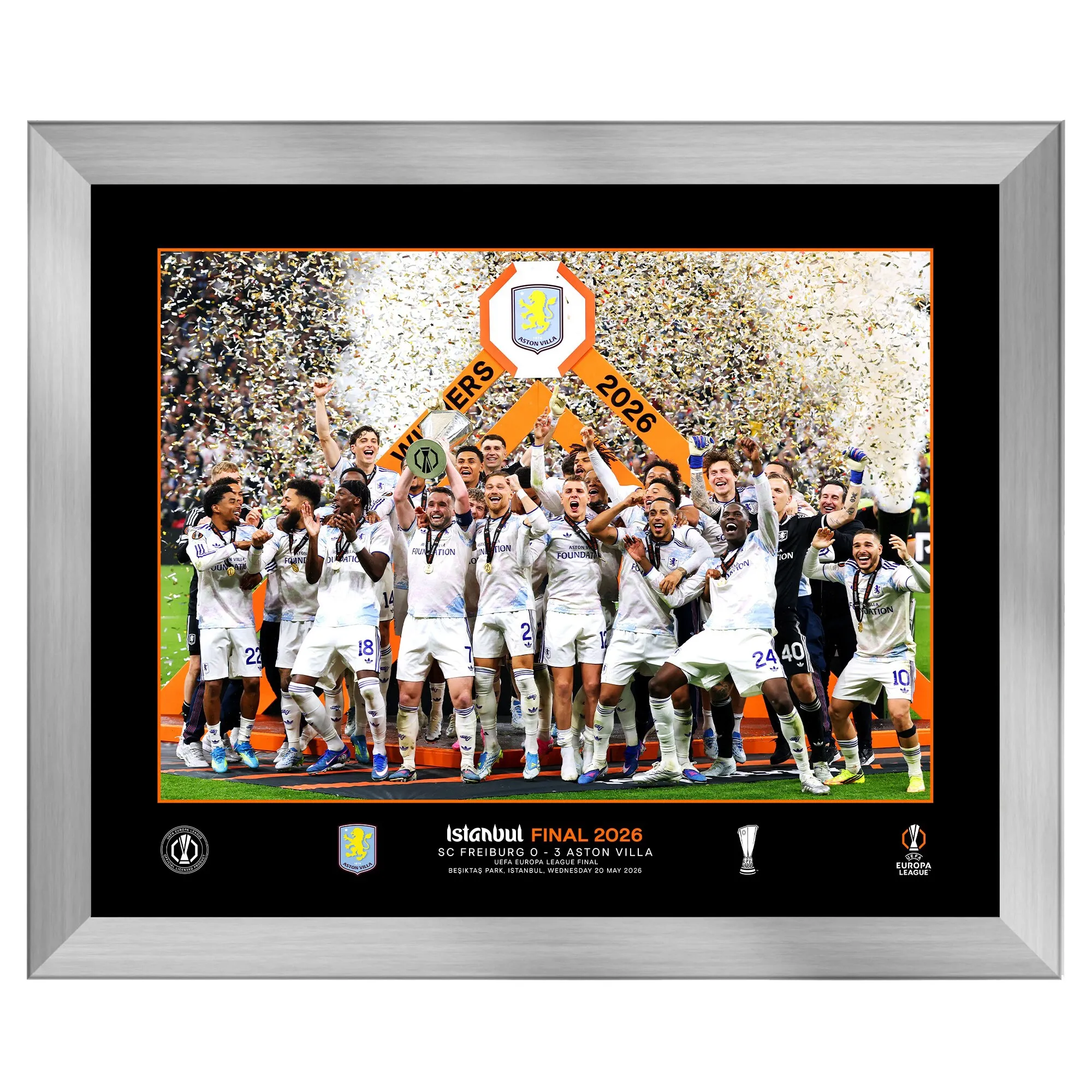 Aston Villa UEFA Europa League Istanbul Final 2026 Winners 20 x 16" Winners Cup Lift Framed Print