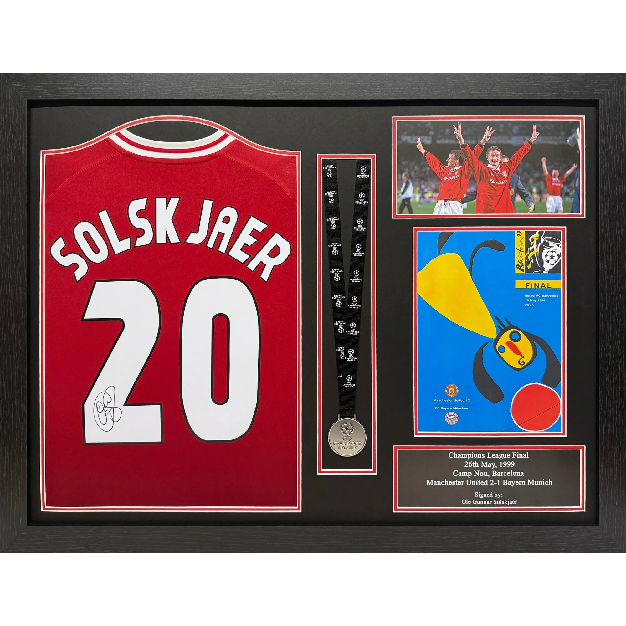 Manchester United Ole Gunnar Soslkjaer Signed Shirt Framed