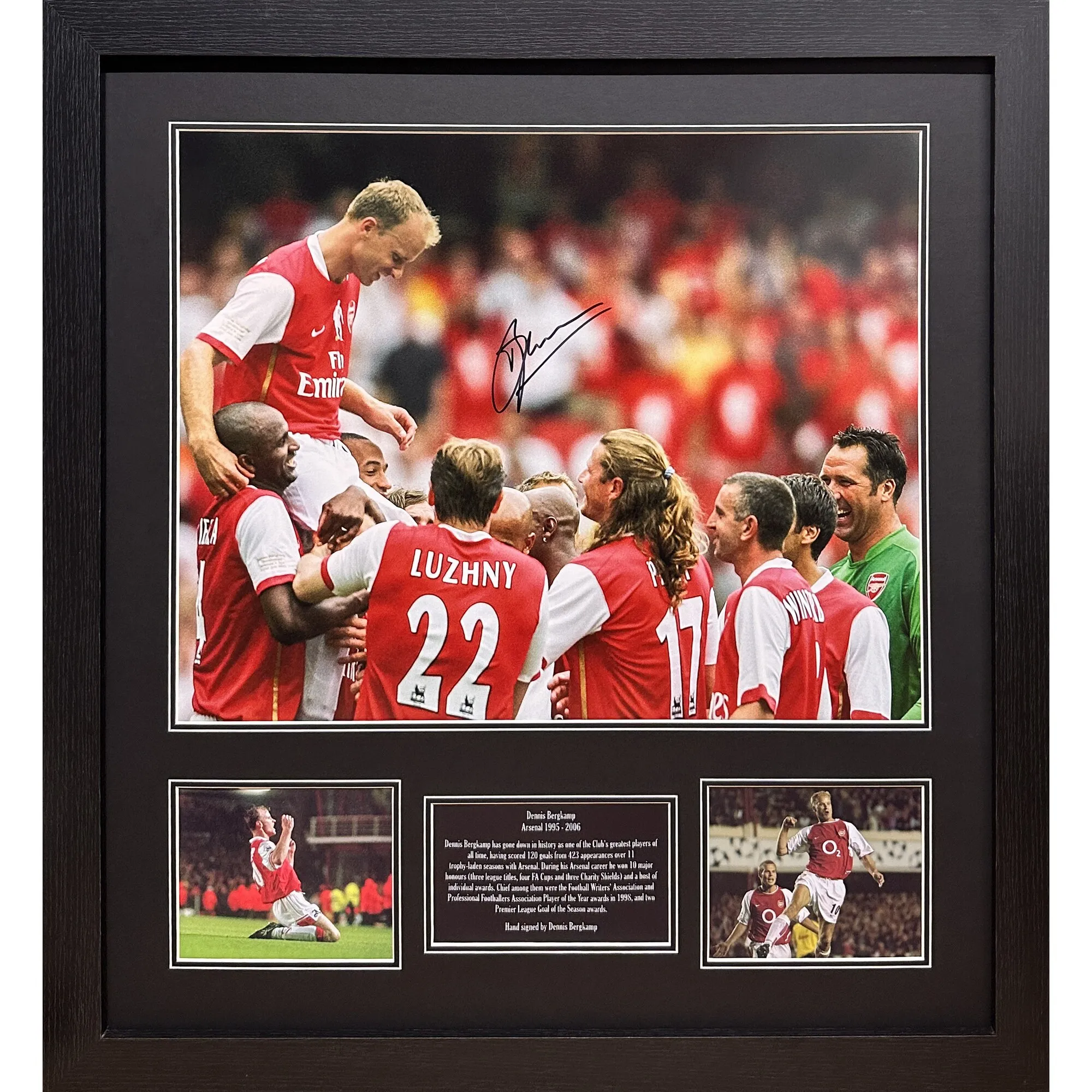 Arsenal Dennis Bergkamp Signed Photo Framed