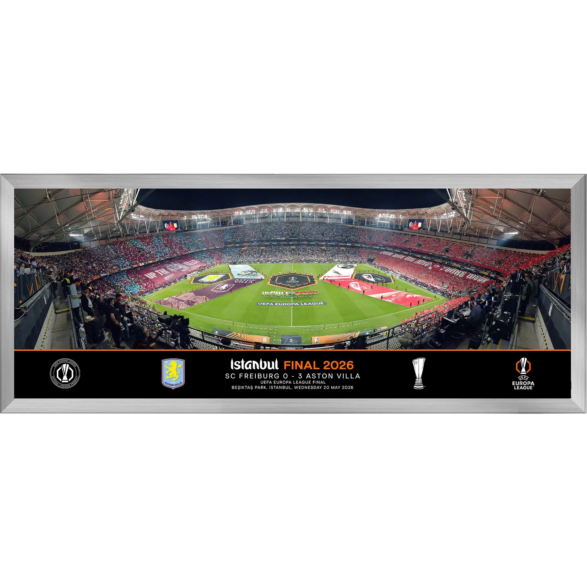 Aston Villa UEFA Europa League Istanbul Final 2026 Winners 30" Panoramic Framed Print