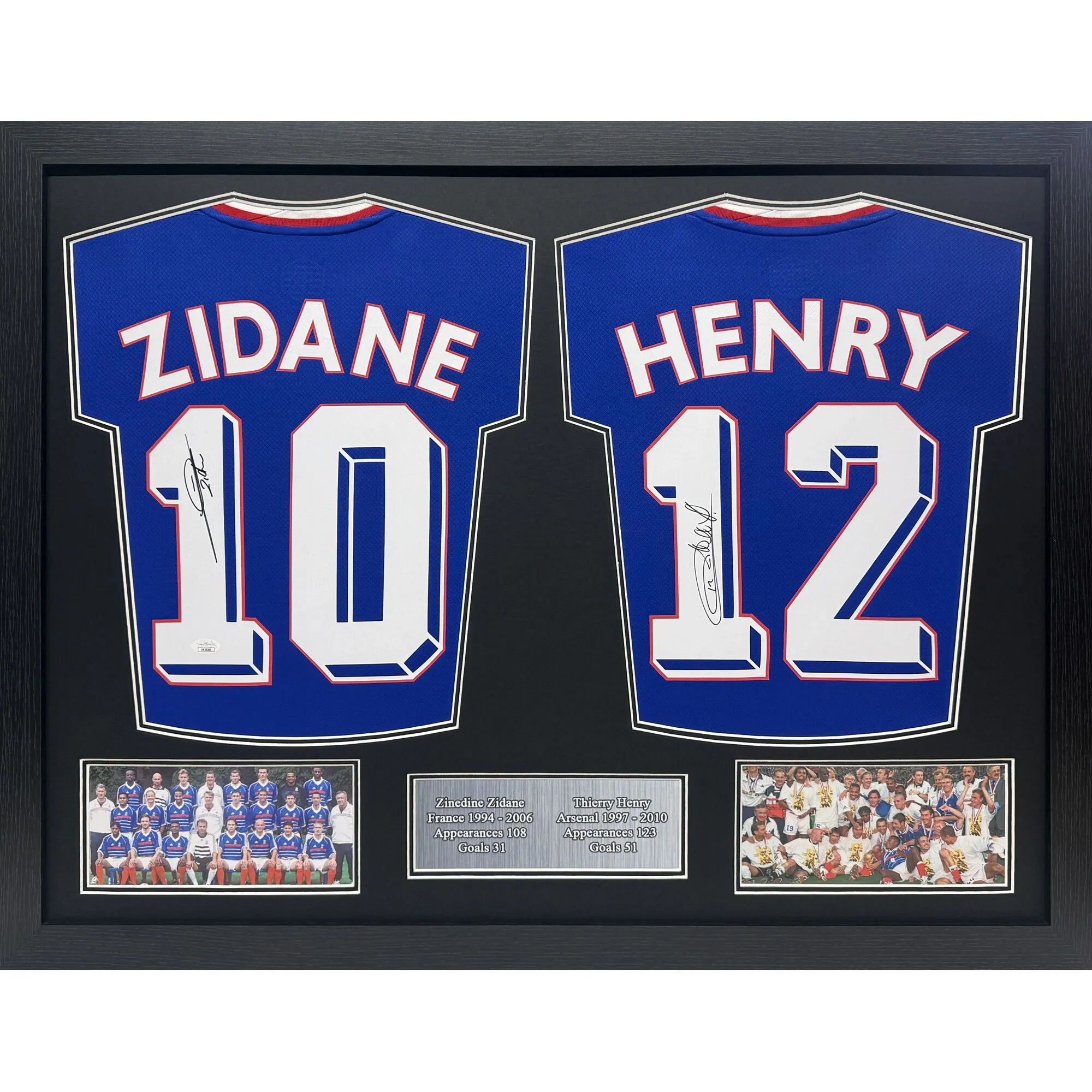 France Zinedine Zidane & Thierry Henry Double Signed Shirt Display Framed
