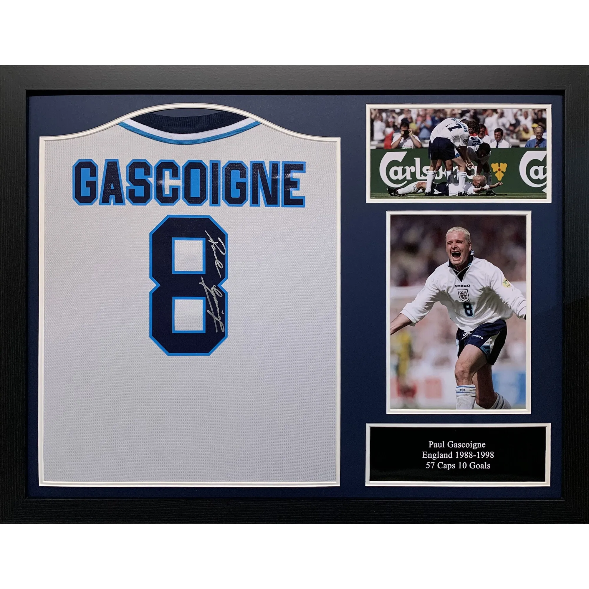 England Paul Gascoigne Euro 96 Signed Shirt Framed