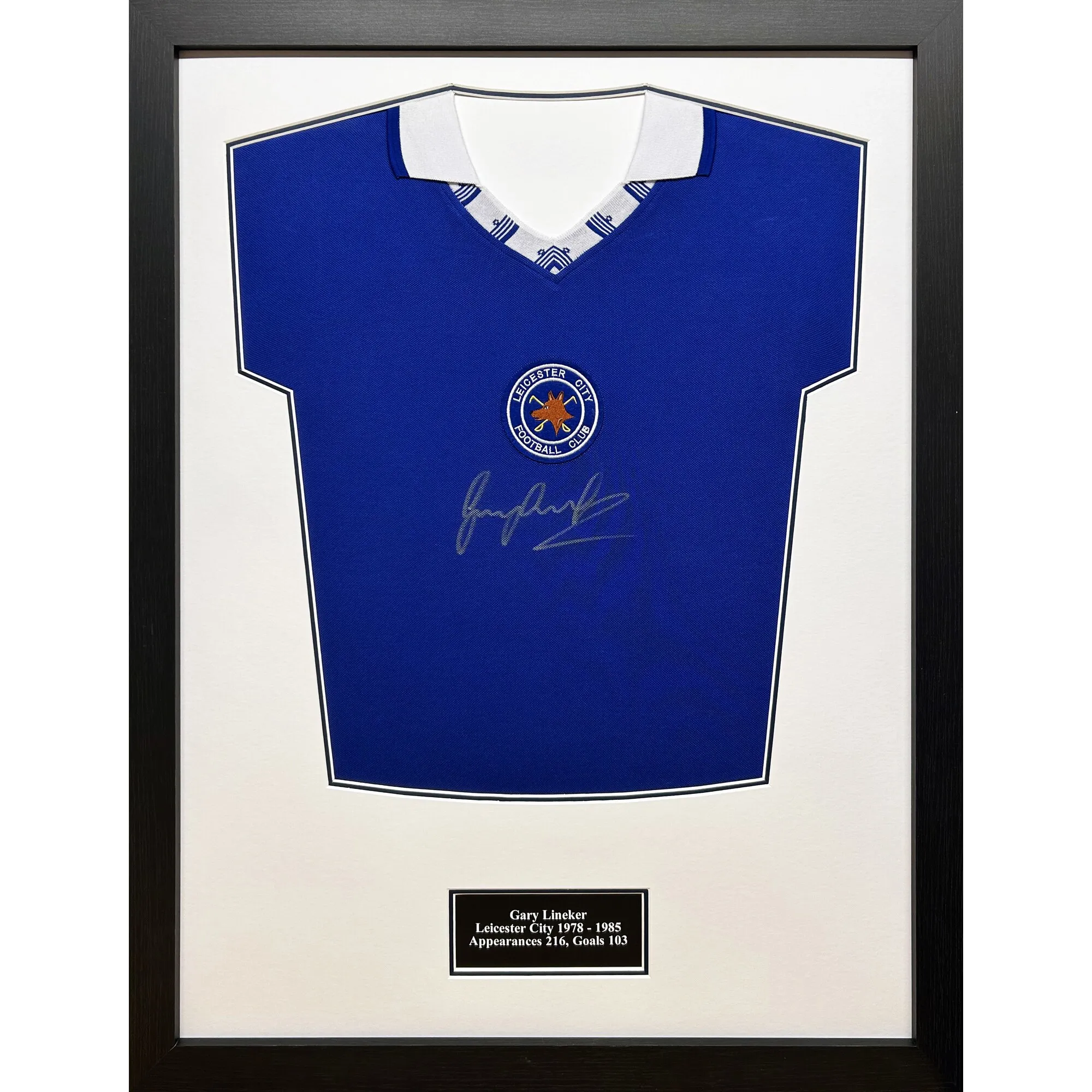 Leicester City Gary Lineker Signed Shirt Framed