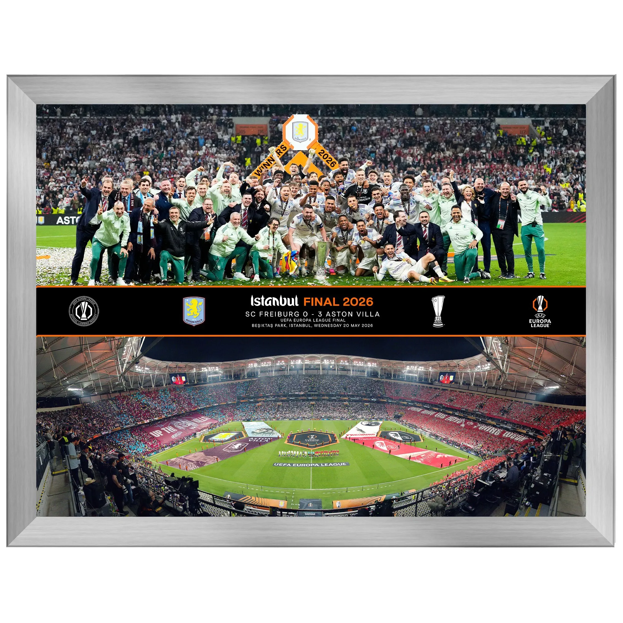 Aston Villa UEFA Europa League Istanbul Final 2026 Winners 16 x 12" Celebration Montage Framed Print