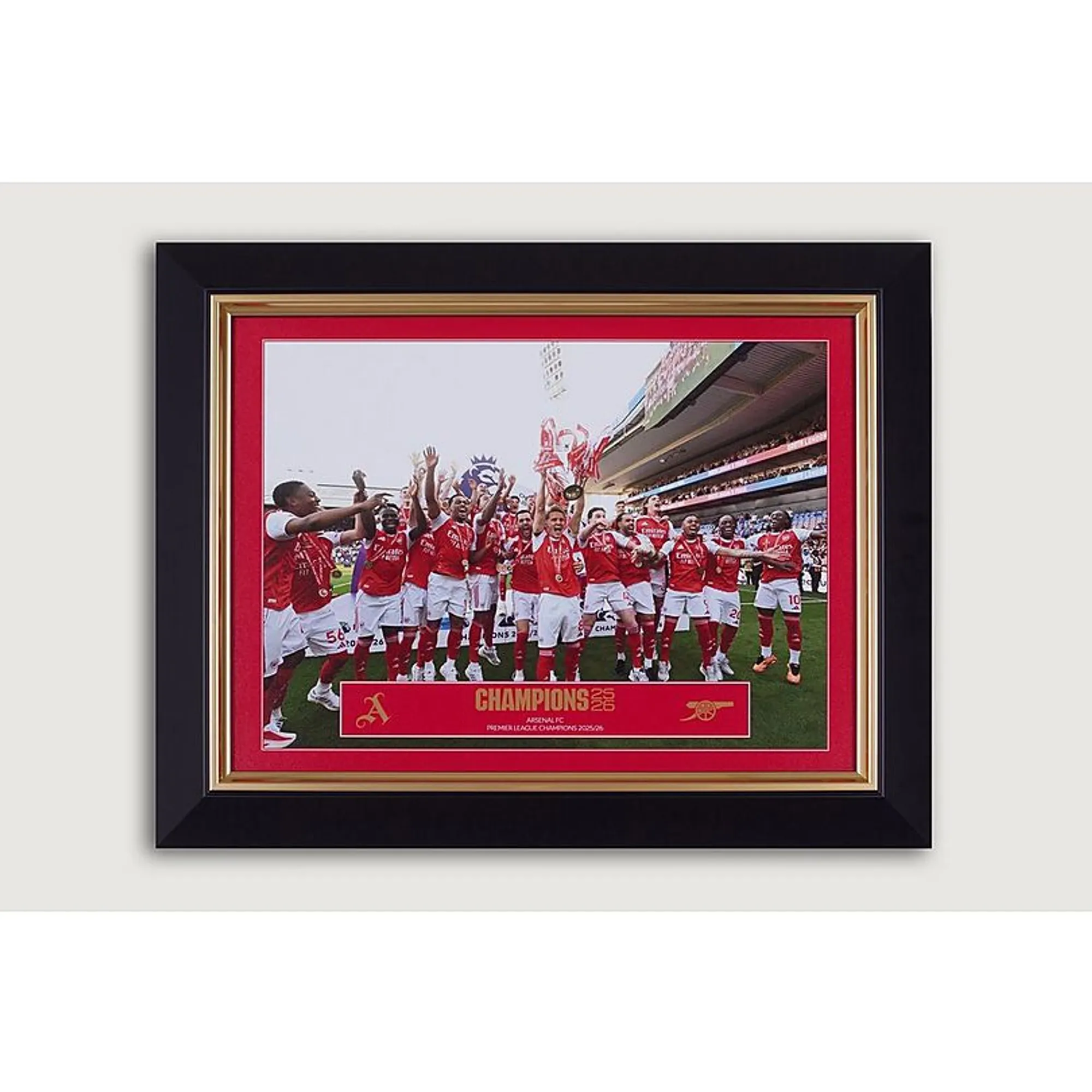 Arsenal 12 x 16 Premier League Champions Trophy Framed Print, Multicolor