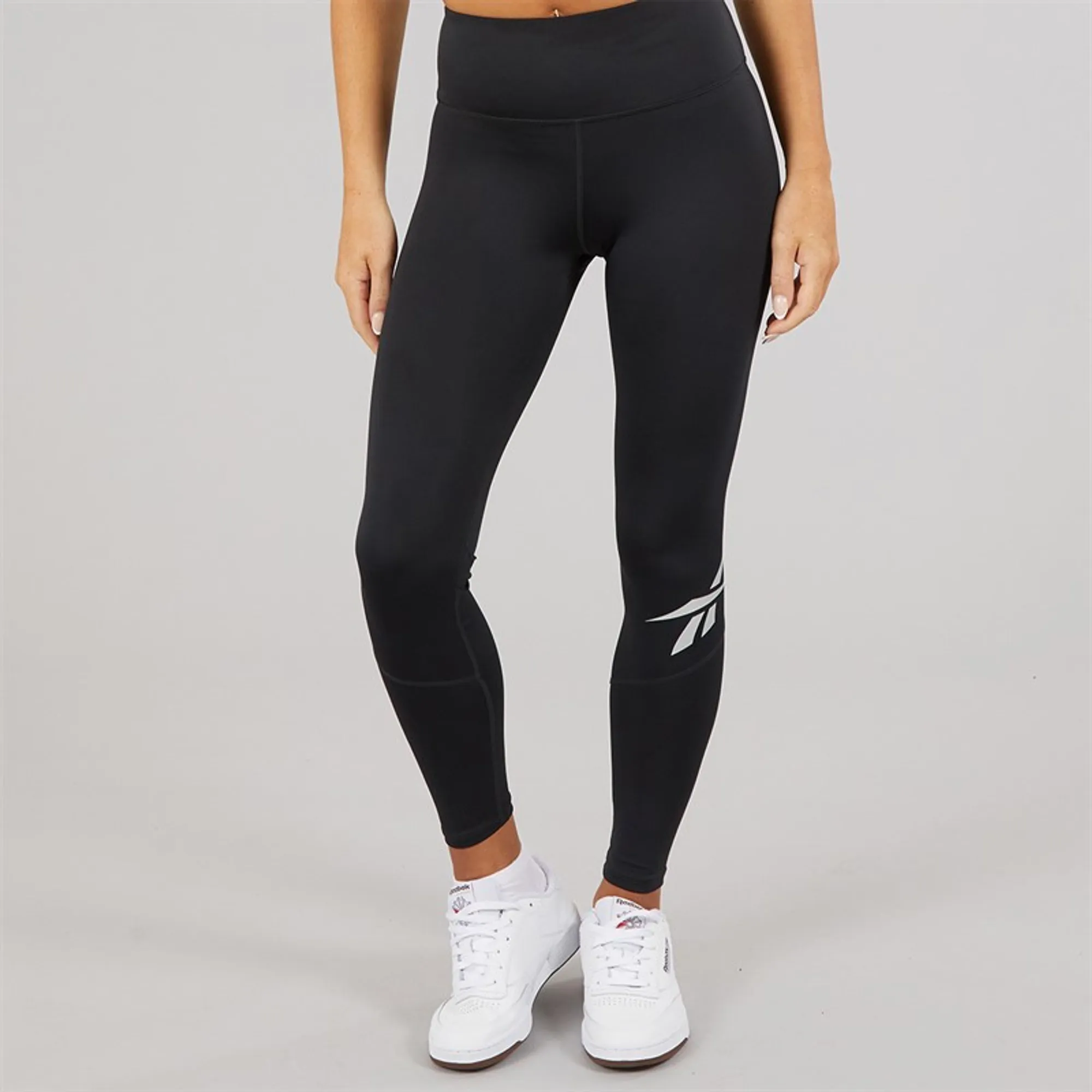 Reebok Womens Running Vector Logo High Waist Tight Legging Night Black