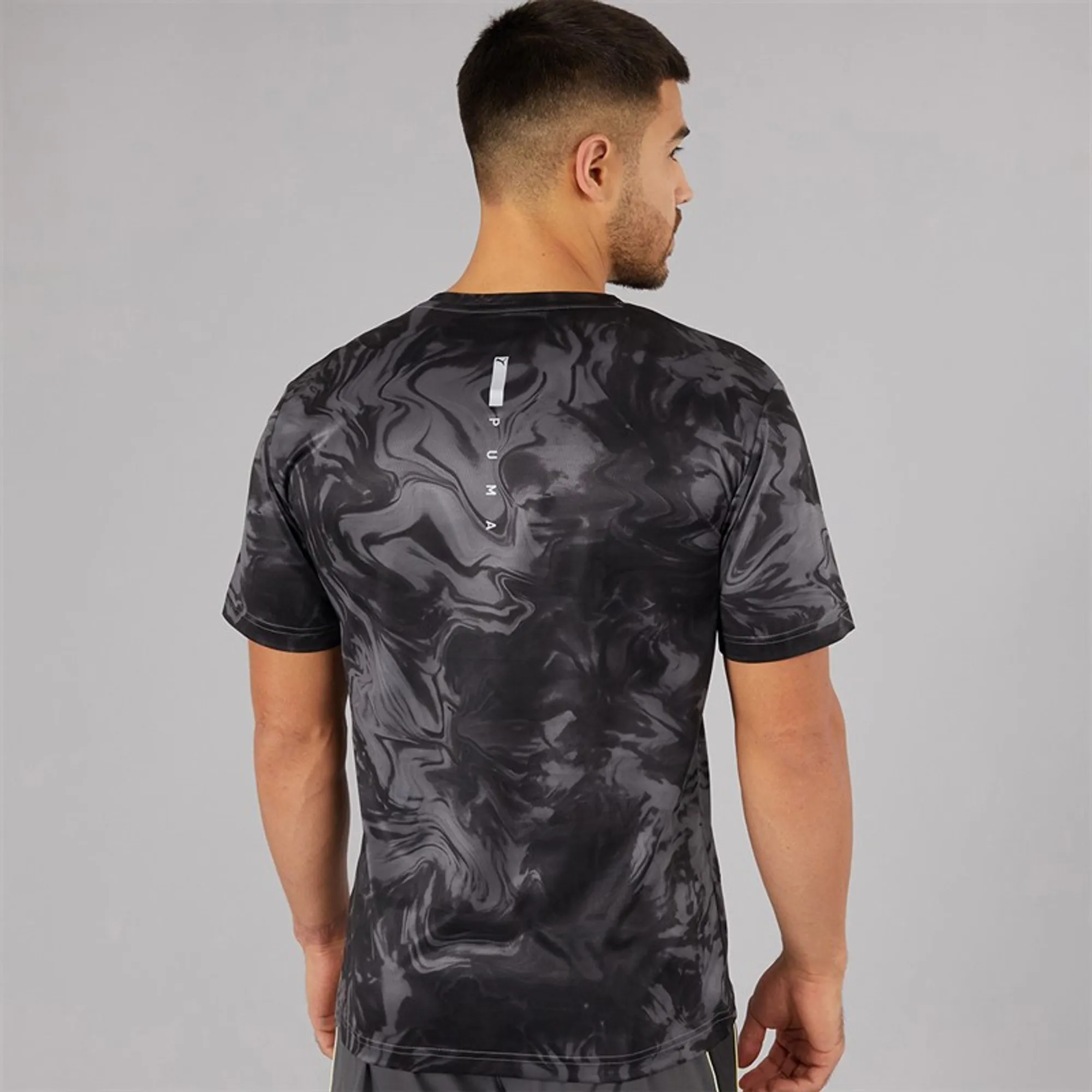Puma Mens Train All Day Marble Print Training Top Puma Black Aop