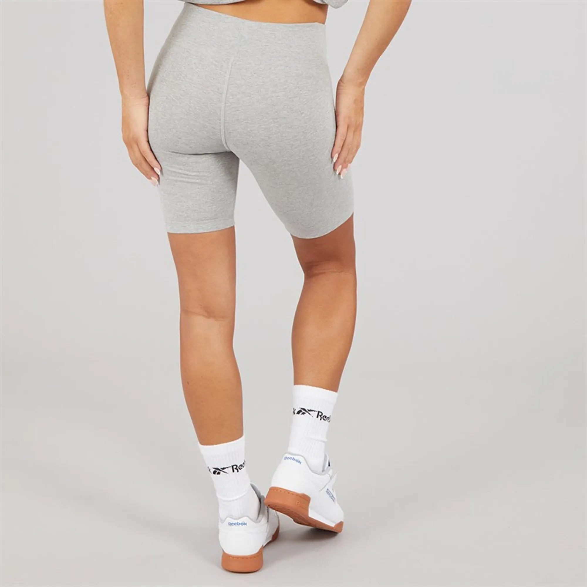 Reebok Womens Reebok Identity Small Logo Fitted Shorts Medium Grey Heather