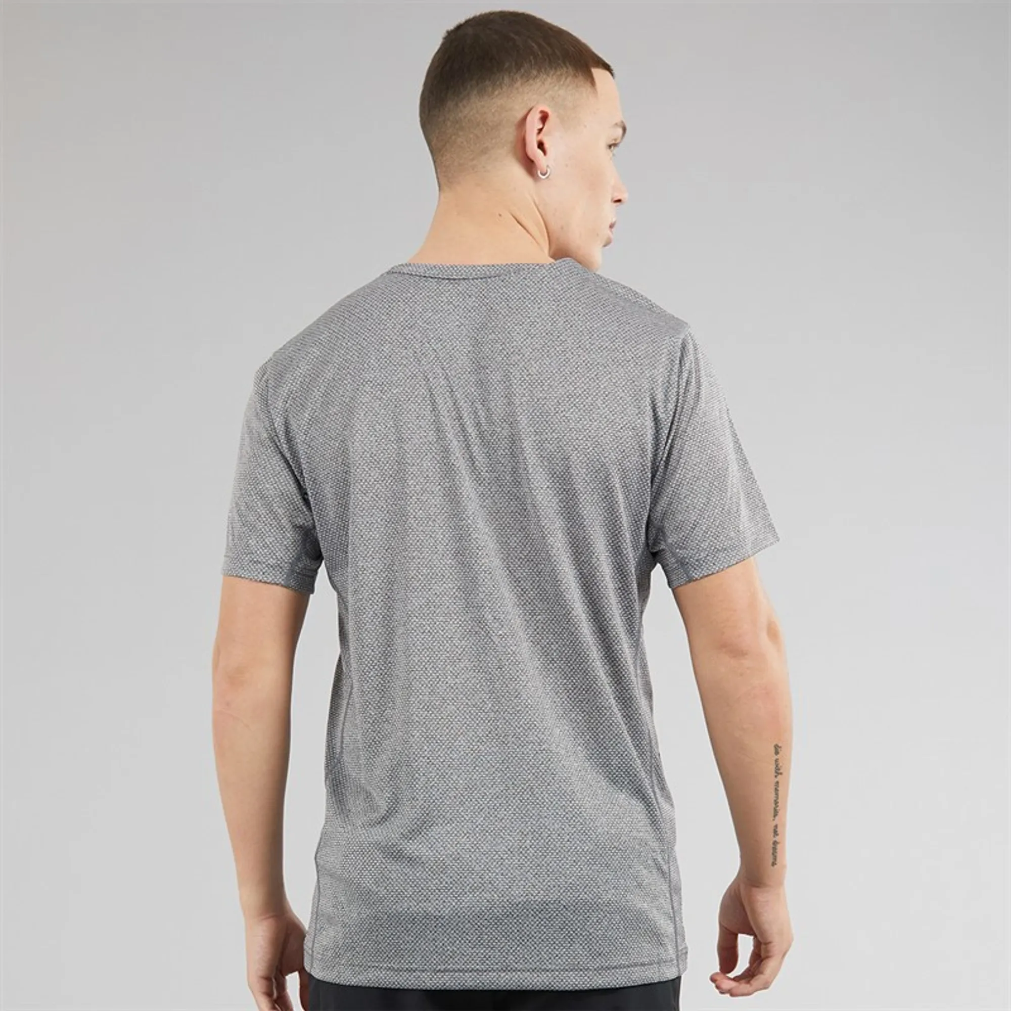 Champion Mens Athletics T-Shirt Black Melange/White