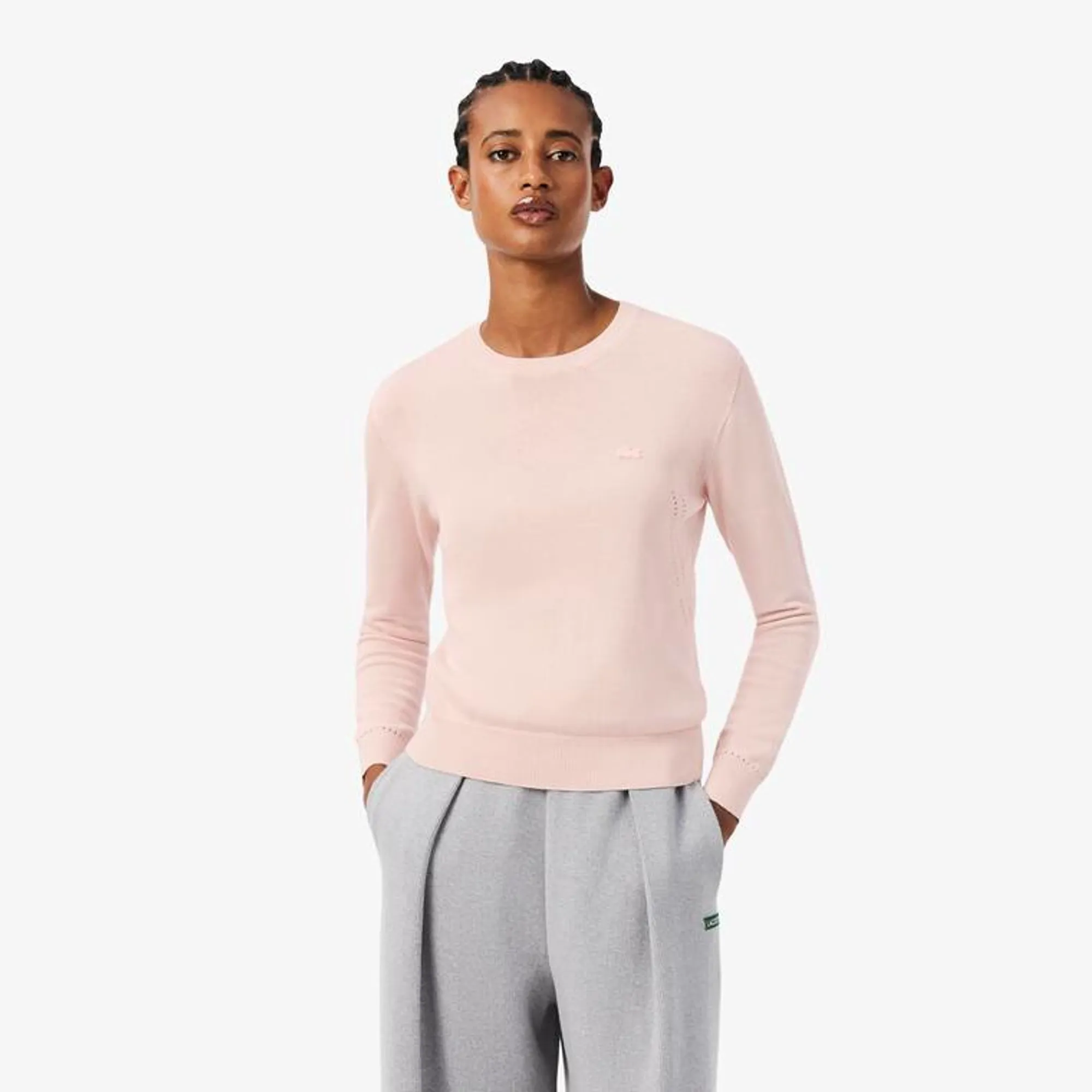 Lacoste 3D Knit Crew Neck Sweater - Rose