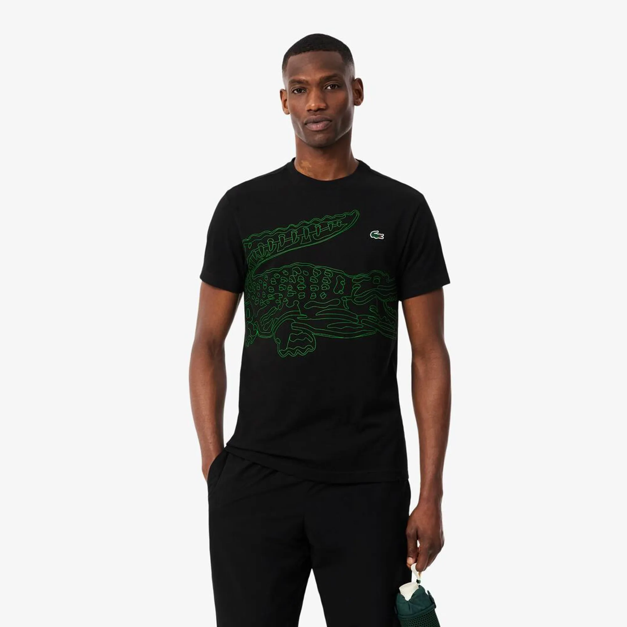 Lacoste Ultra Dry Crocodile Print Sport T-shirt - Noir / Vert