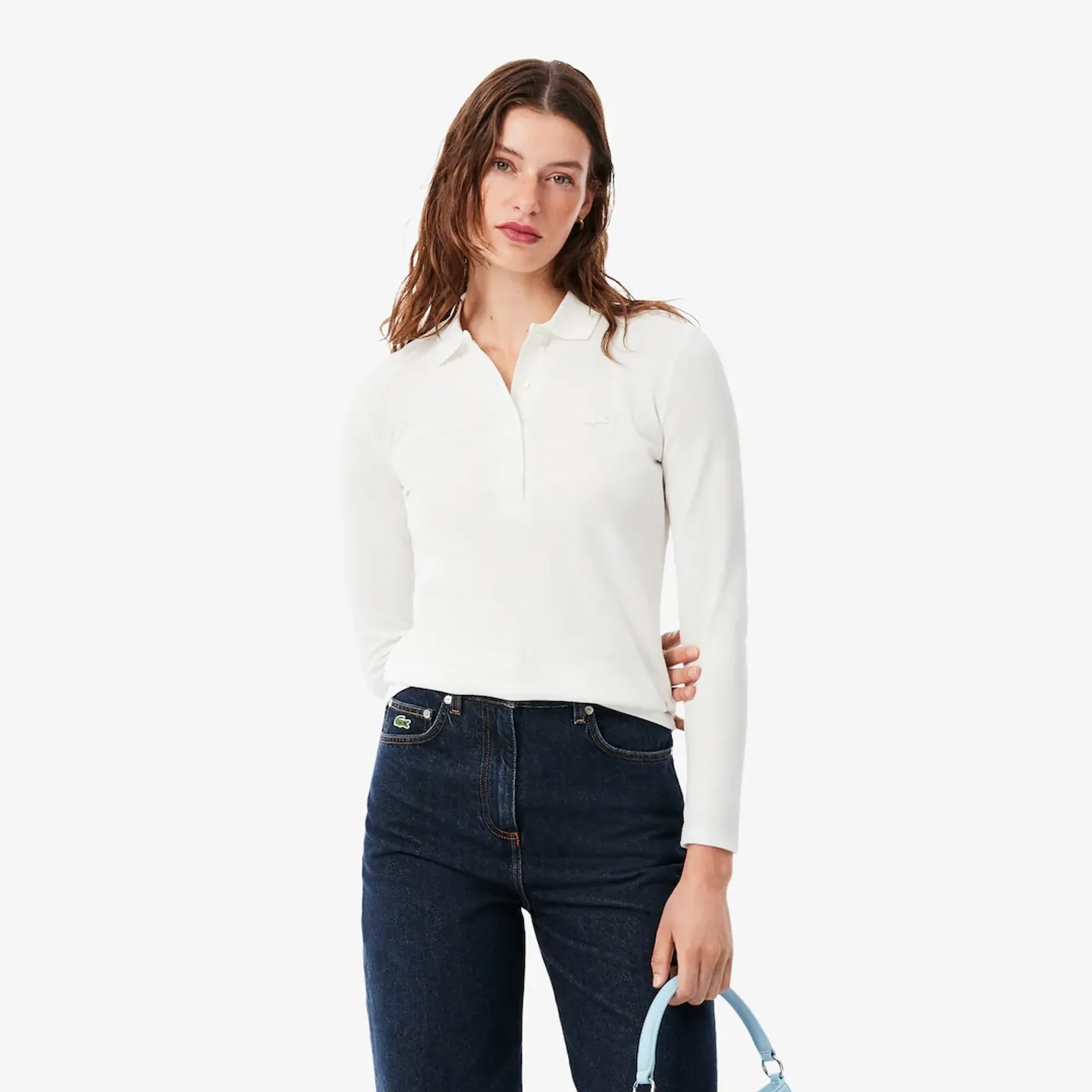 Lacoste Slim Fit L.12.D Stretch Piqué Polo Shirt - White
