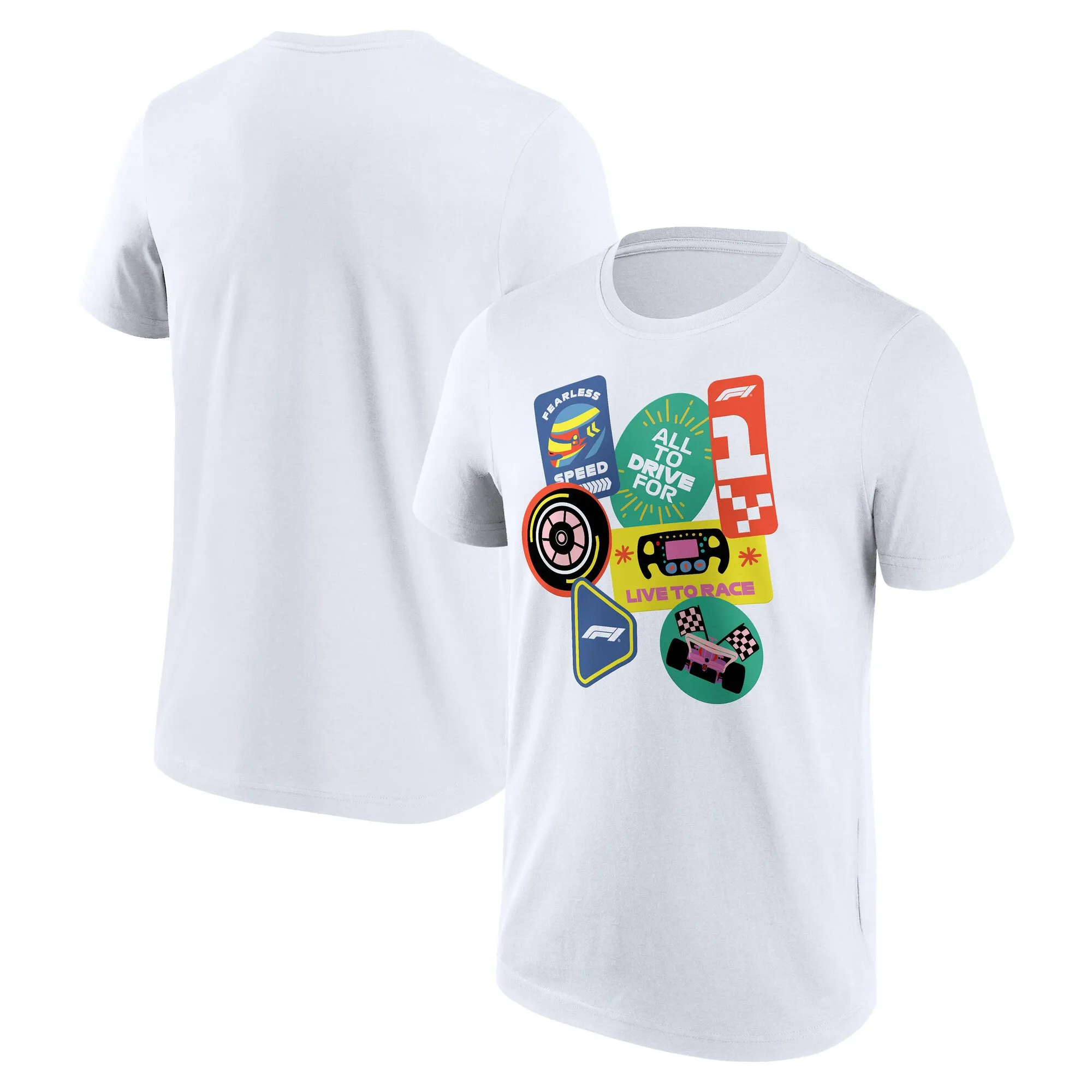 Formula 1 Sticker Pack Graphic T-Shirt - White - Mens