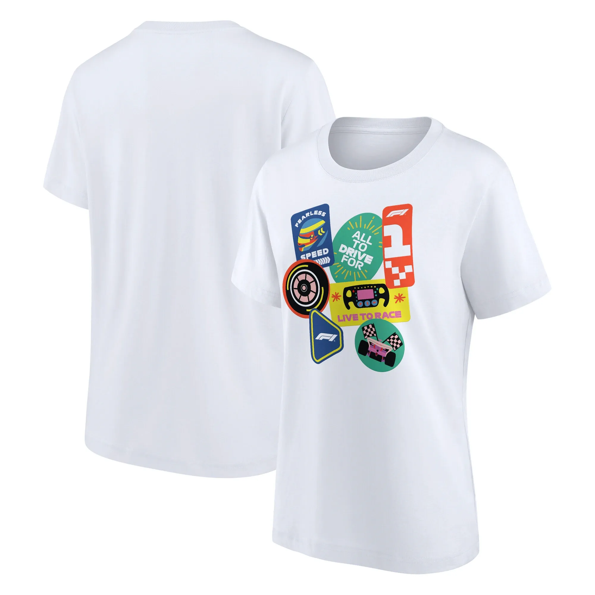 Formula 1 Sticker Pack Graphic T-Shirt - White - Womens