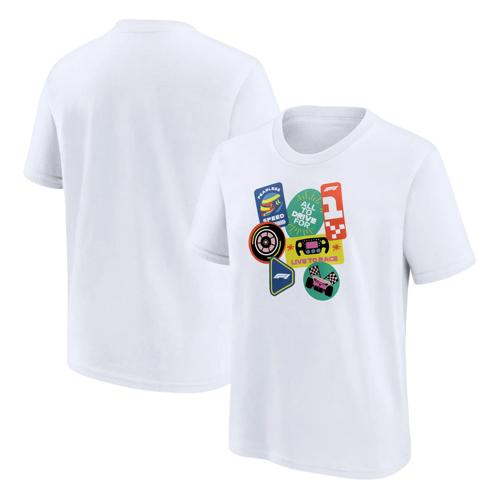 Formula 1 Sticker Pack Graphic T-Shirt - White - Youth