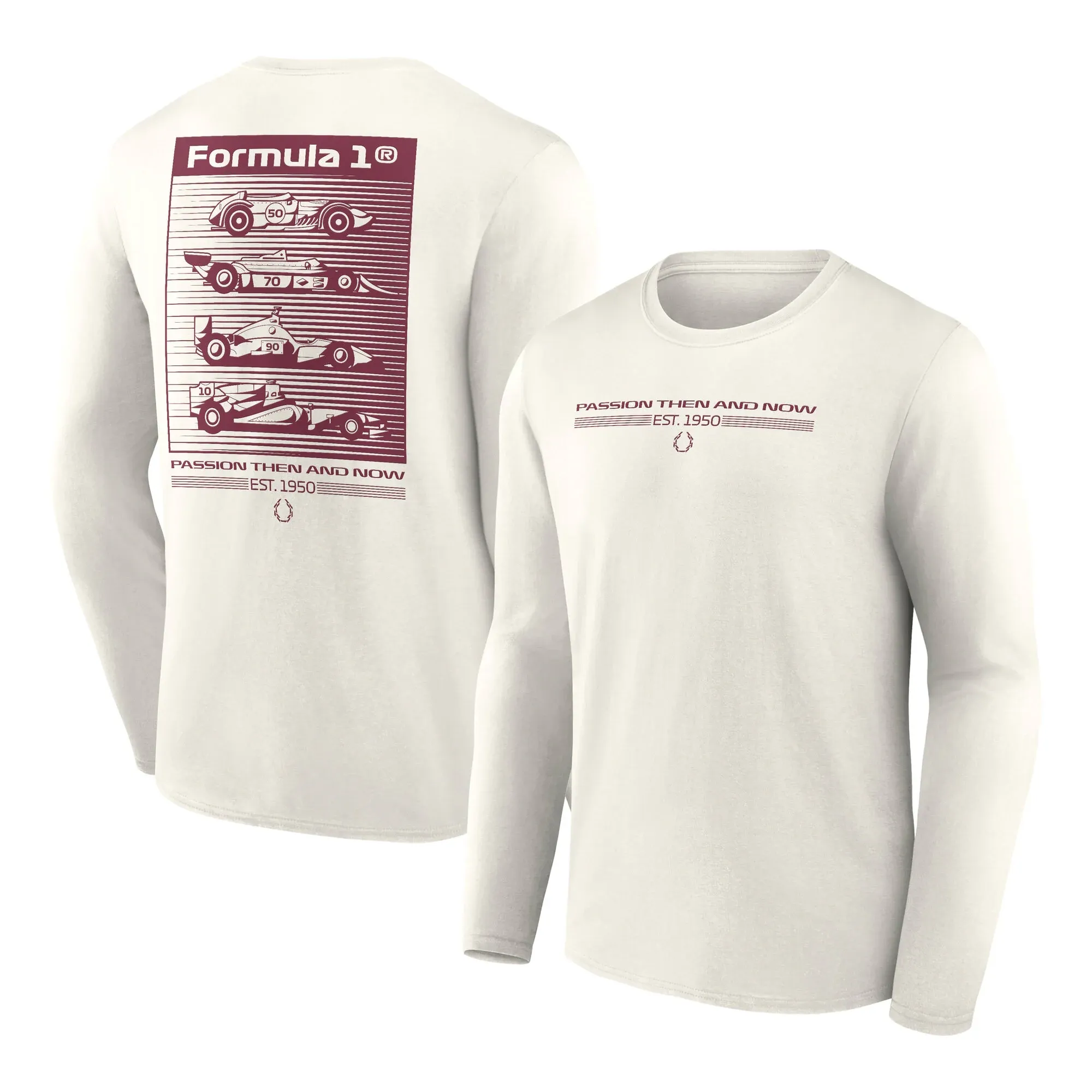 Formula 1 Heritage Graphic Long Sleeve T-Shirt - Off White - Mens