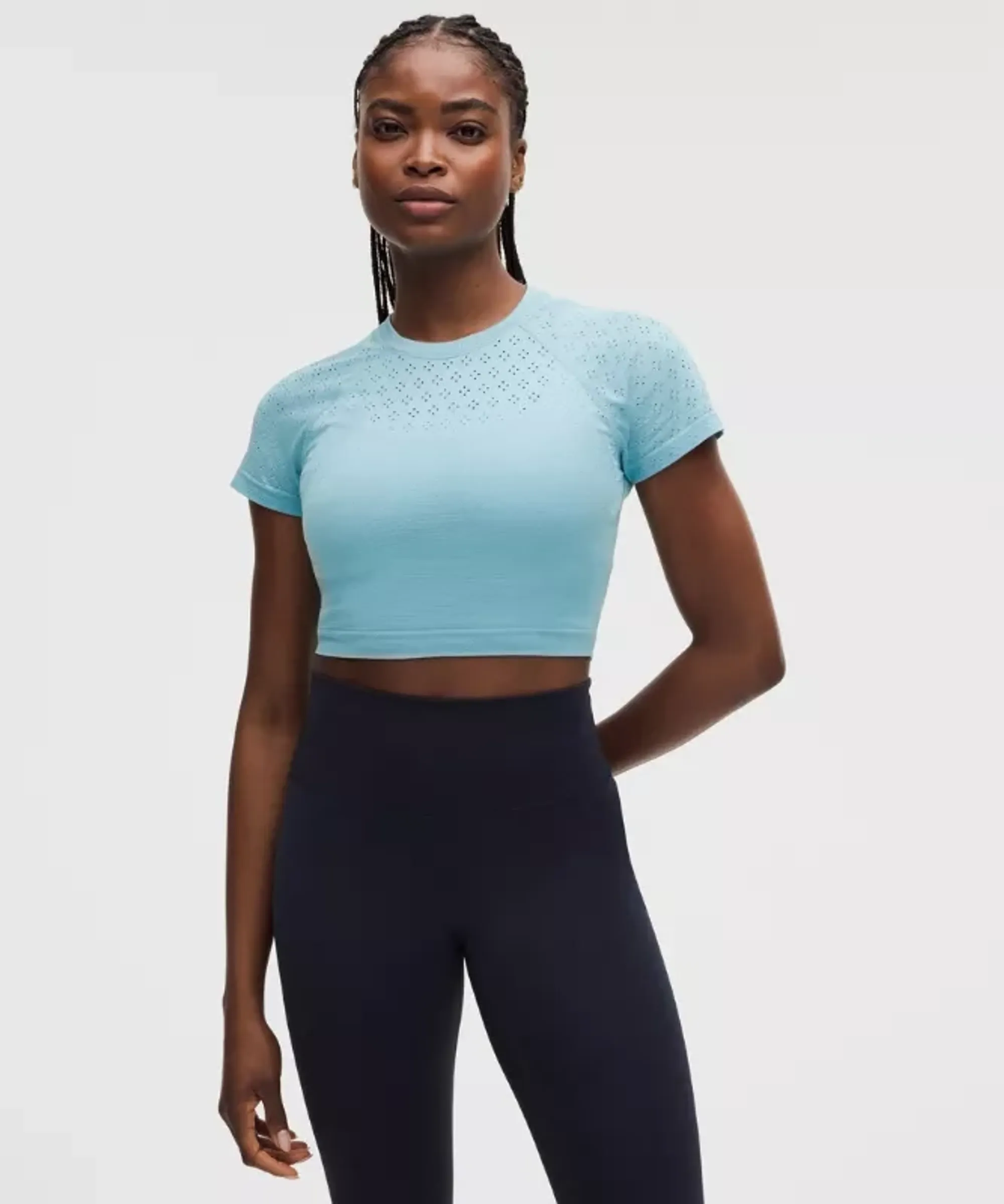 lululemon – Women's Swiftly Tech Cropped Short-Sleeve Shirt 2.0 – Color Blue – Size 2