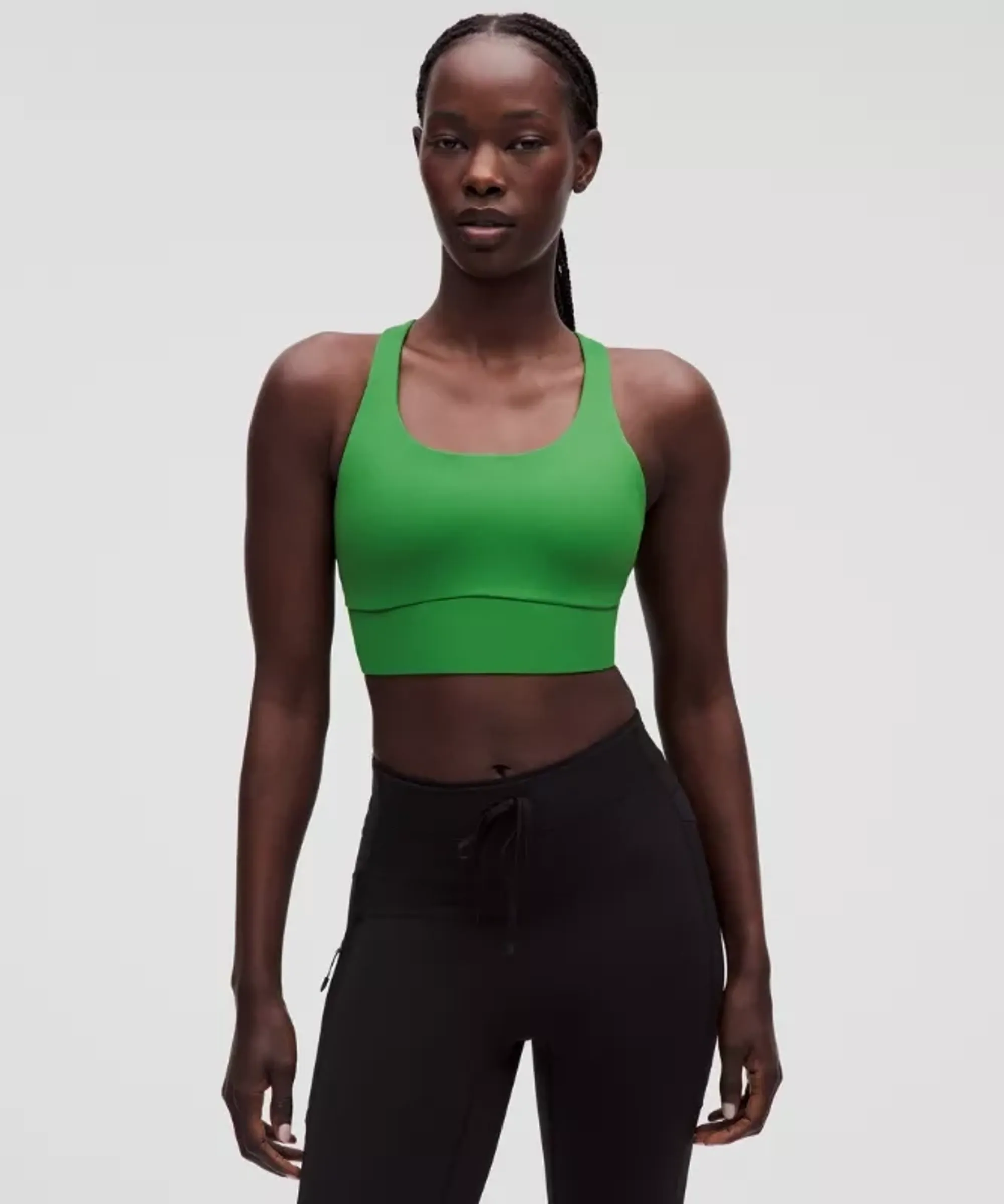 lululemon – Women's Energy Longline Sports Bra Medium Support, B-D Cups Evolve – Color Green – Size Small