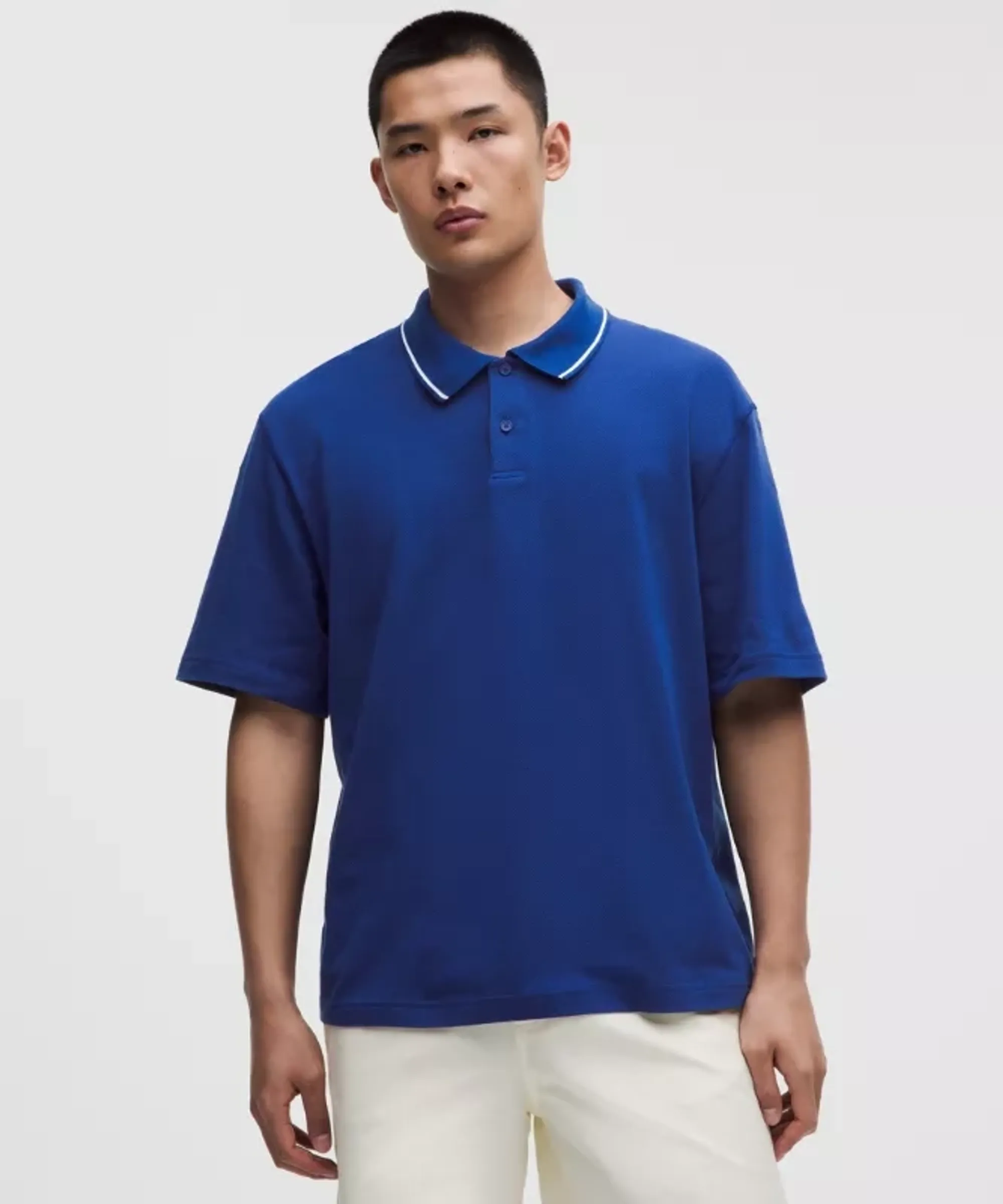 lululemon – Men's -Knit Jersey Short-Sleeve Polo Shirt – Color Blue – Size XS
