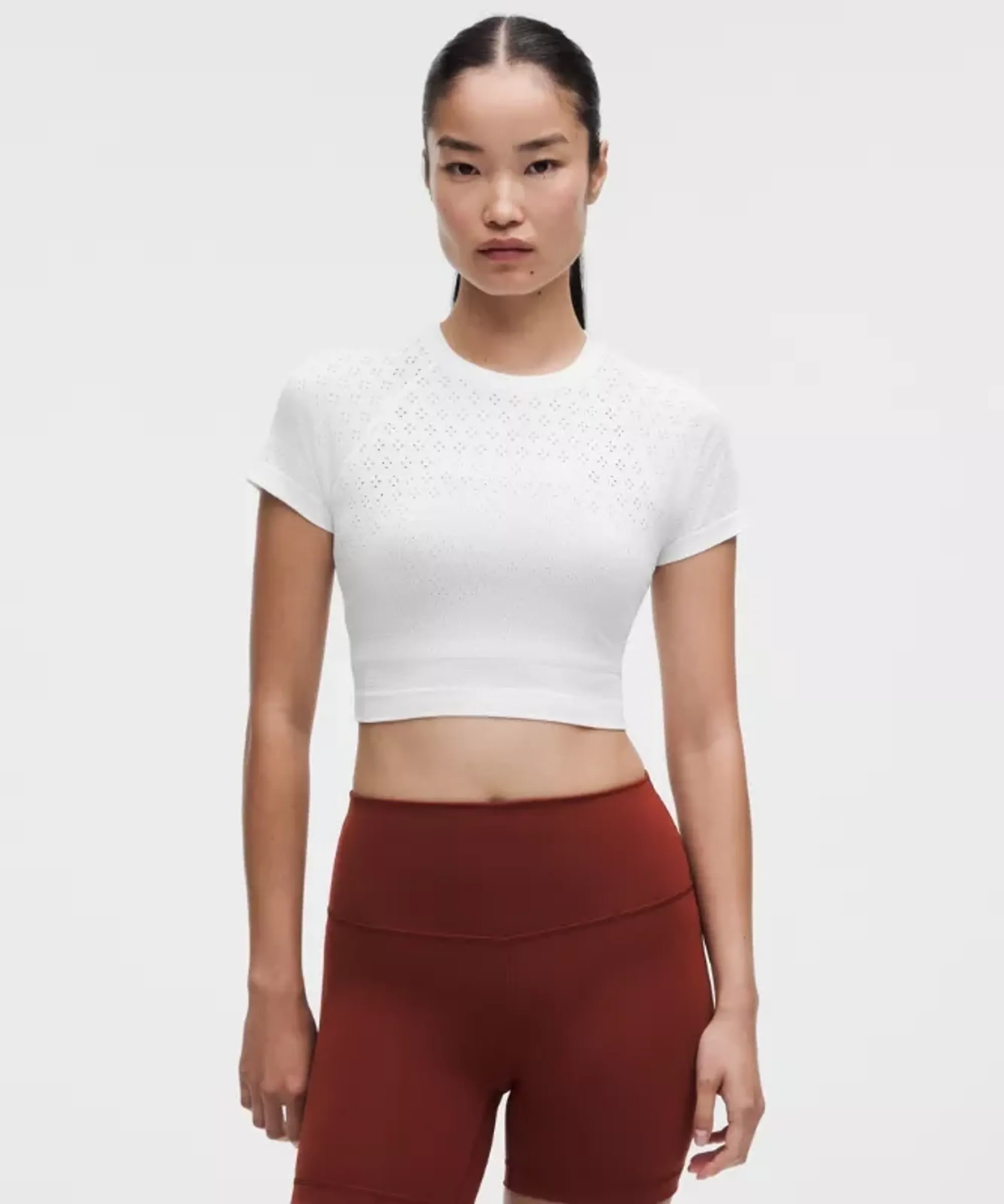 lululemon – Women's Swiftly Tech Cropped Short-Sleeve Shirt 2.0 – Color White – Size 4