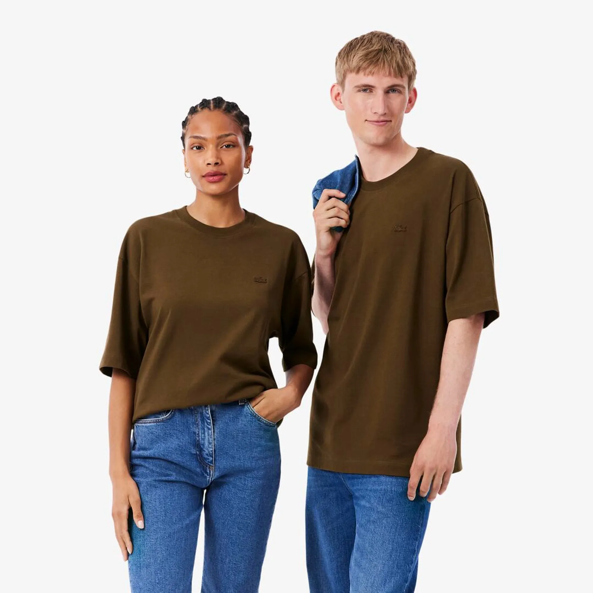 Lacoste Loose Fit Heavy Cotton Jersey T-shirt - Marron
