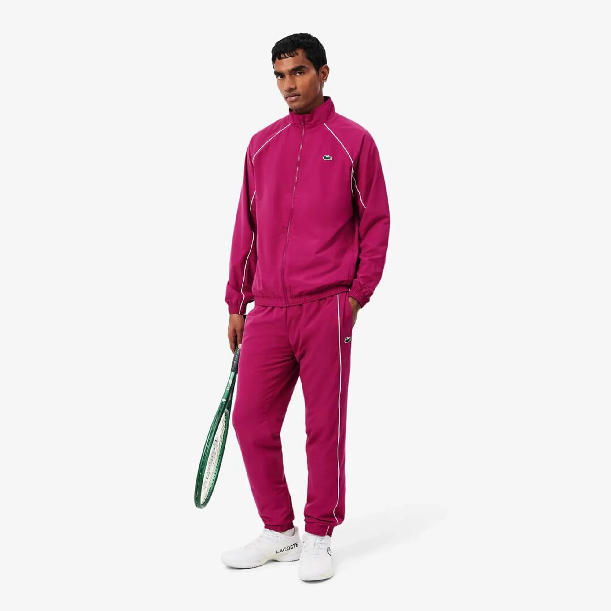 Lacoste Water-Repellent Trim Accent Sport Sweatpants - Rose Fushia / Blanc