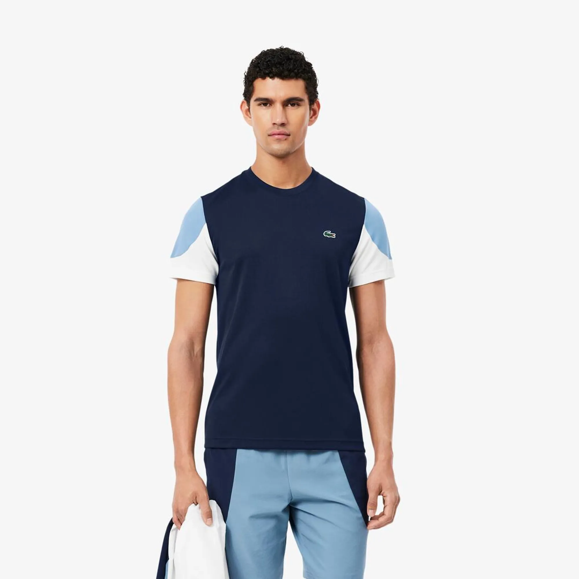 Lacoste Sport Printed Colour-Block T-shirt - Bleu Marine / Bleu / Blanc
