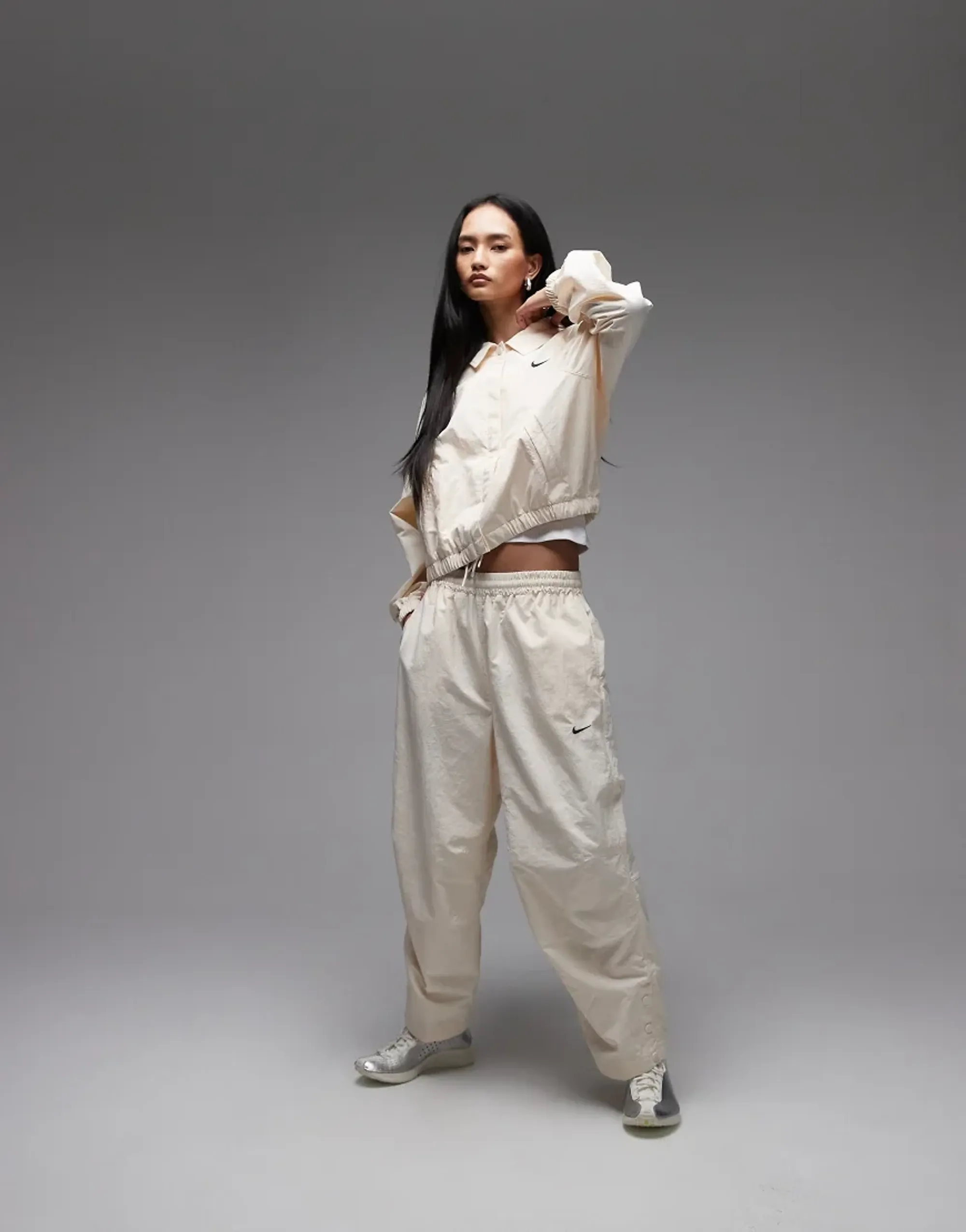 Nike Woven Straight Leg Trousers In Cream-White