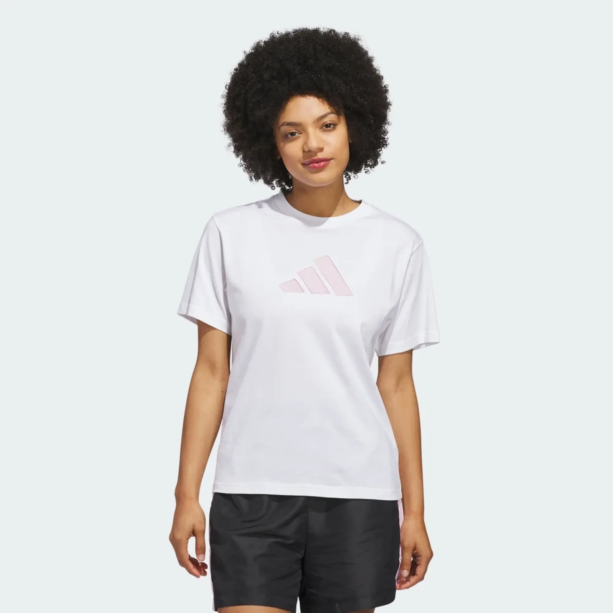 adidas TEXTURED GINGHAM BIG LOGO GRAPHIC T-SHIRT