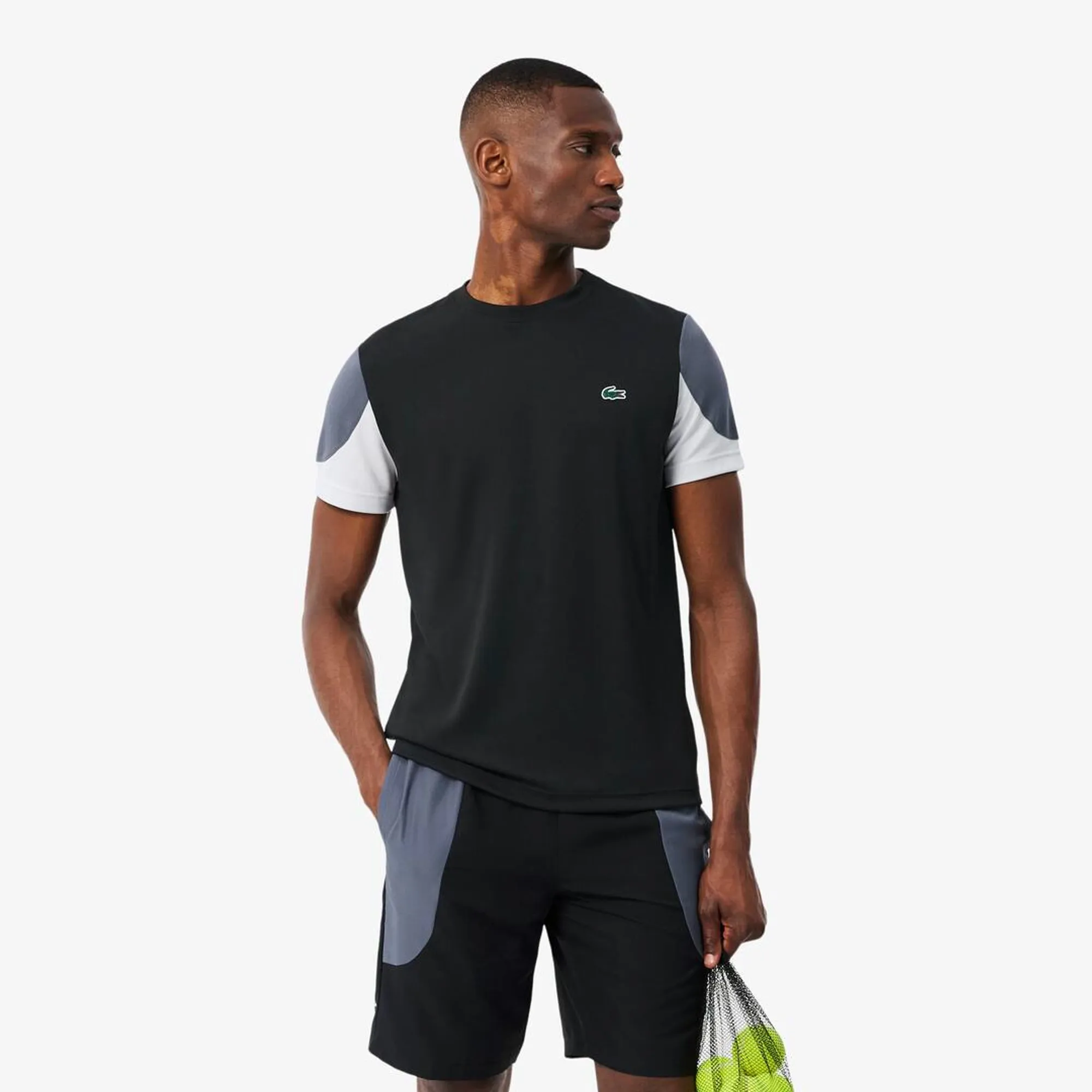 Lacoste Sport Printed Colour-Block T-shirt - Noir / Gris