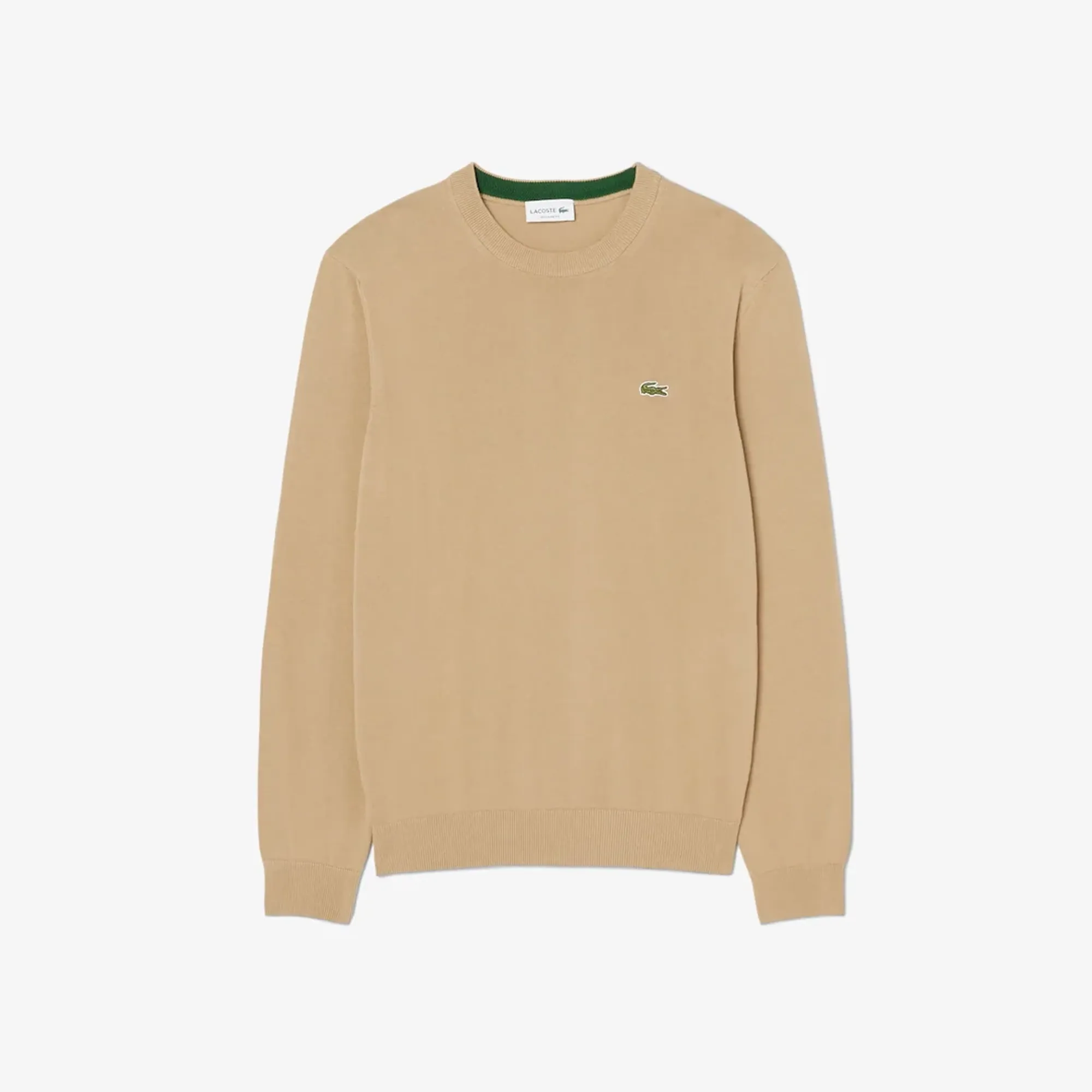 Lacoste Monochrome Crew Neck Cotton Sweater - Brown