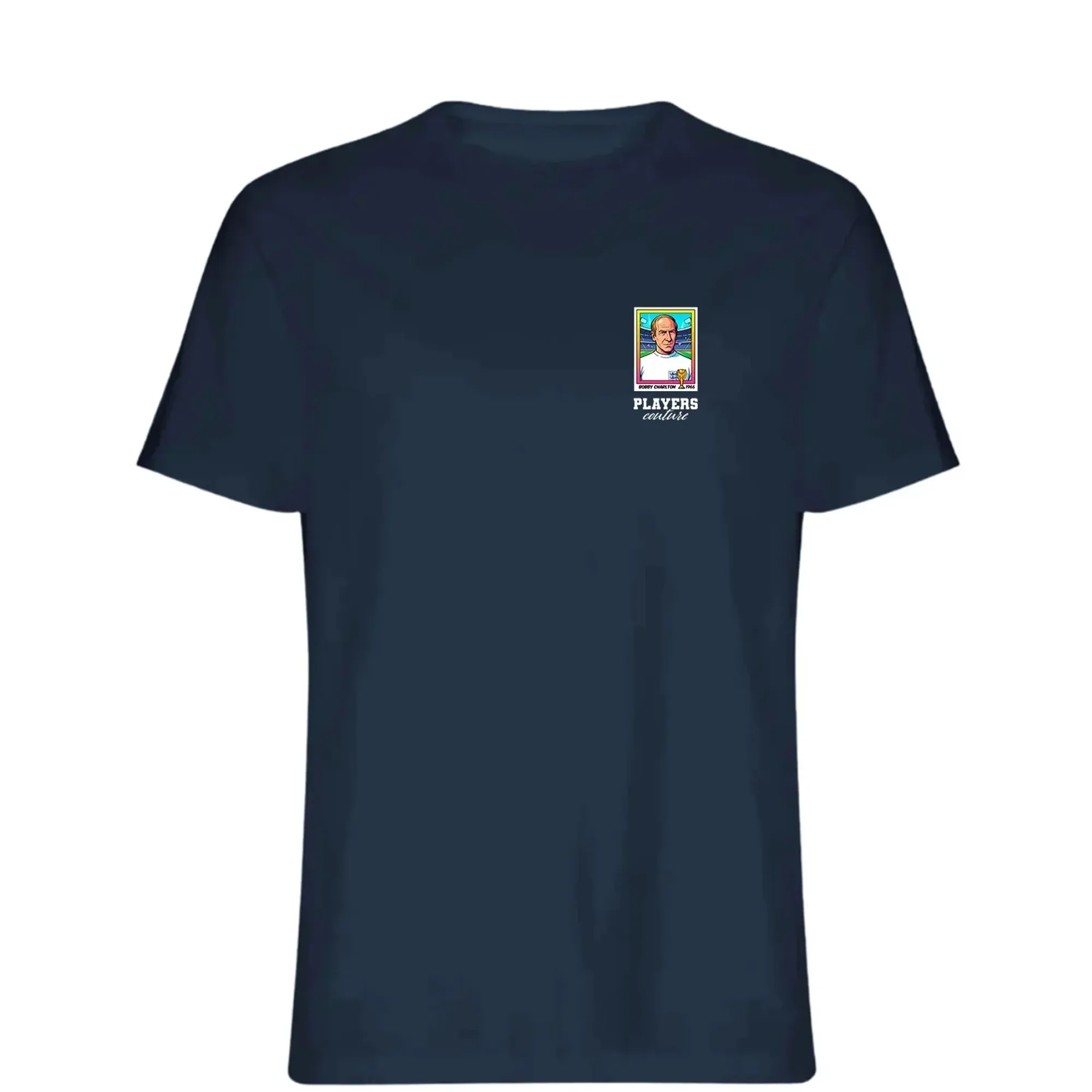 Bobby Charlton World Cup Sticker Men's T-Shirt - Navy