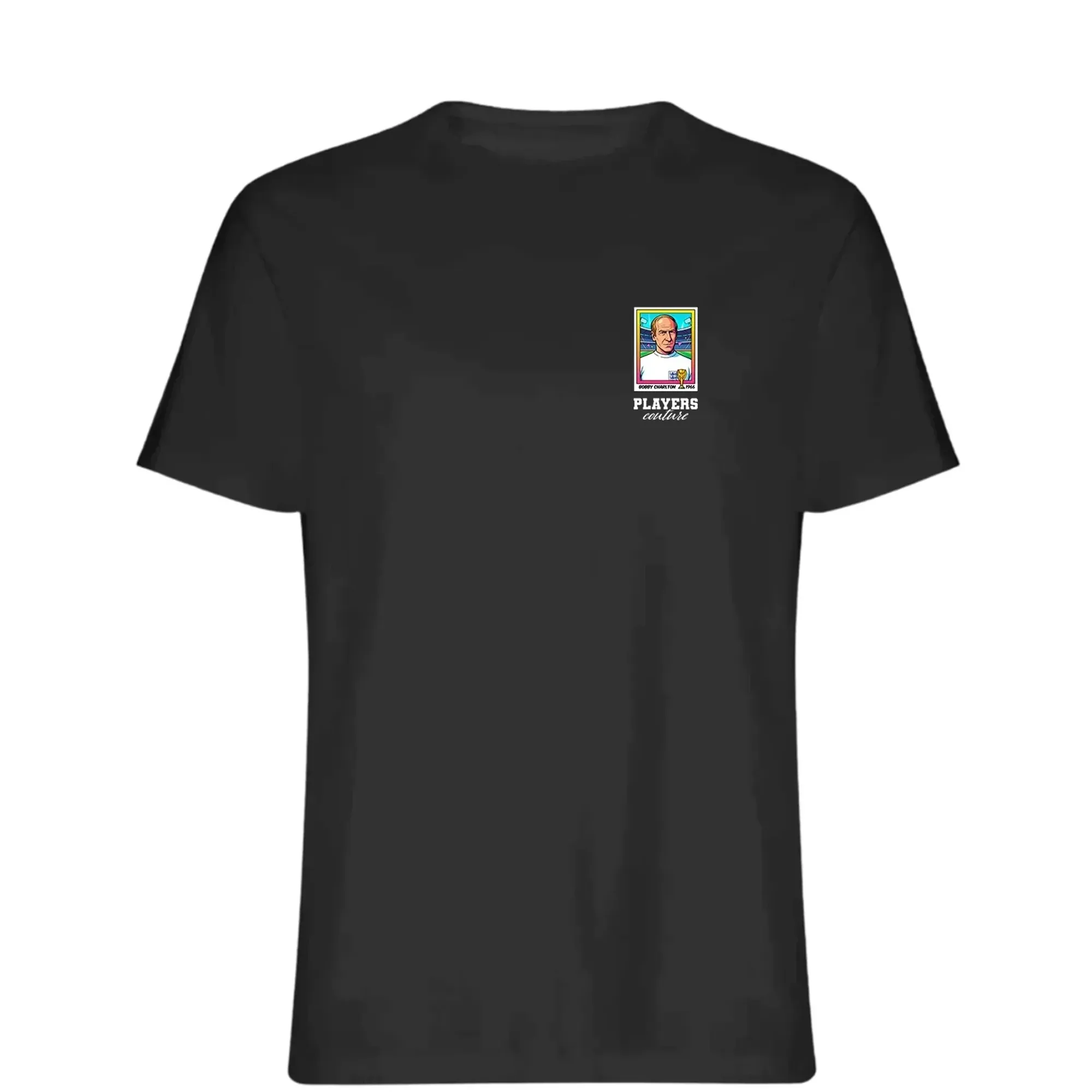 Bobby Charlton World Cup Sticker Men's T-Shirt - Black