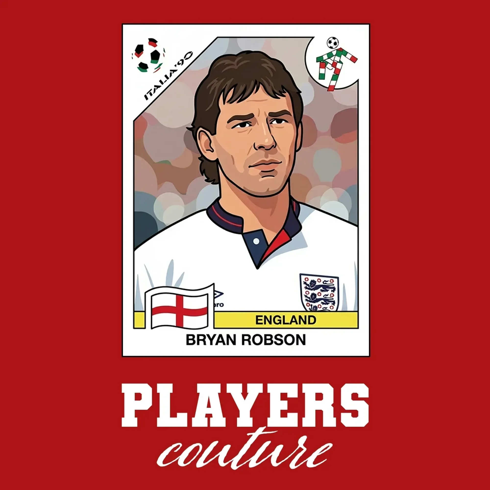 Bryan Robson 90 World Cup Sticker Men's T-Shirt - Red