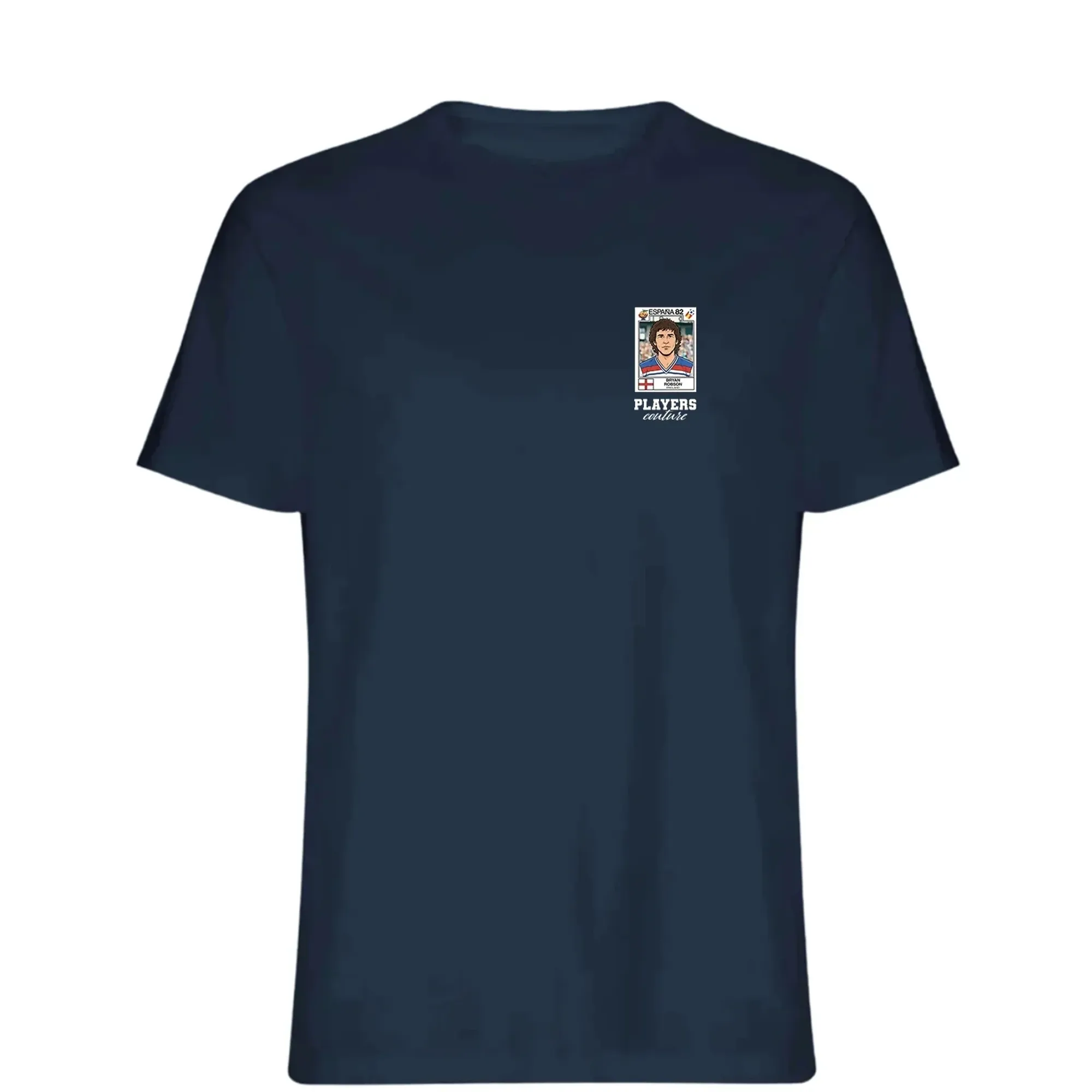 Bryan Robson 82 World Cup Sticker Men's T-Shirt - Navy