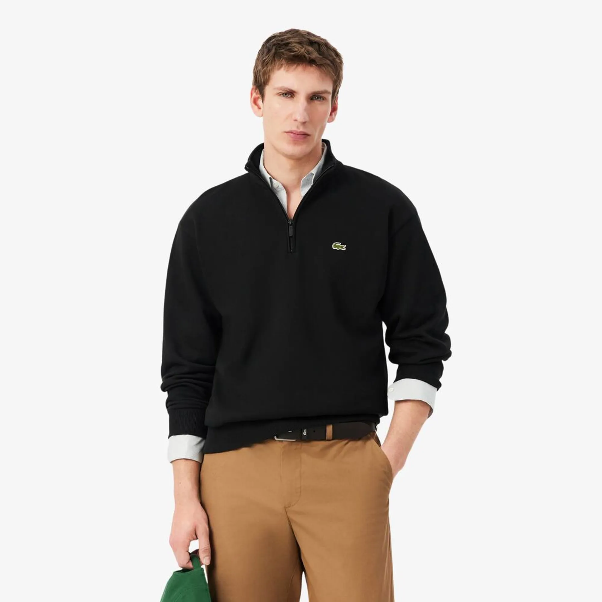 Lacoste Fleece Zip Neck Sweatshirt - Noir