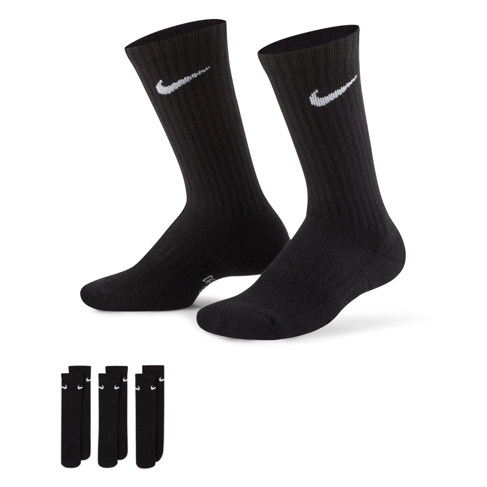 Nike Everyday Kids' Cushioned Crew Socks - Black