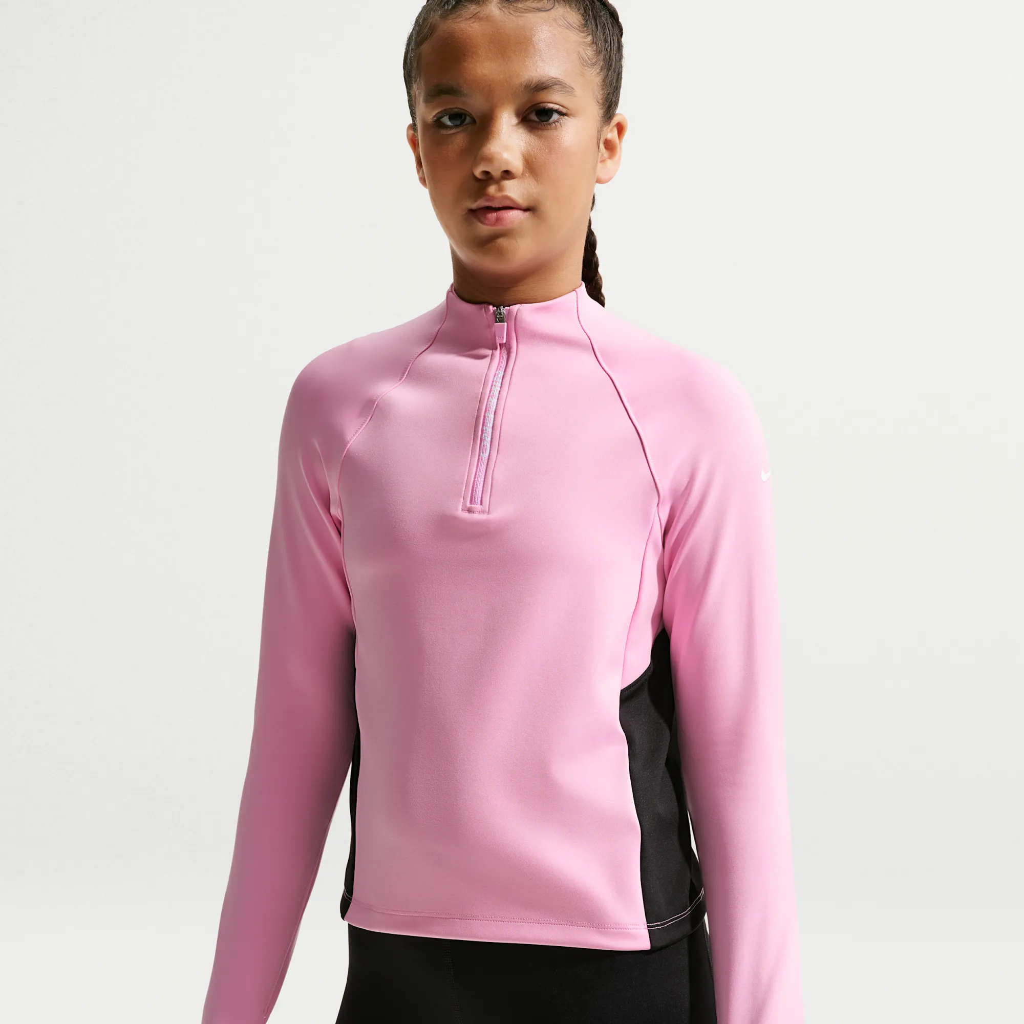Nike Pro Older Kids' (Girls') Dri-FIT Half-Zip Long Sleeve - Pink Rise