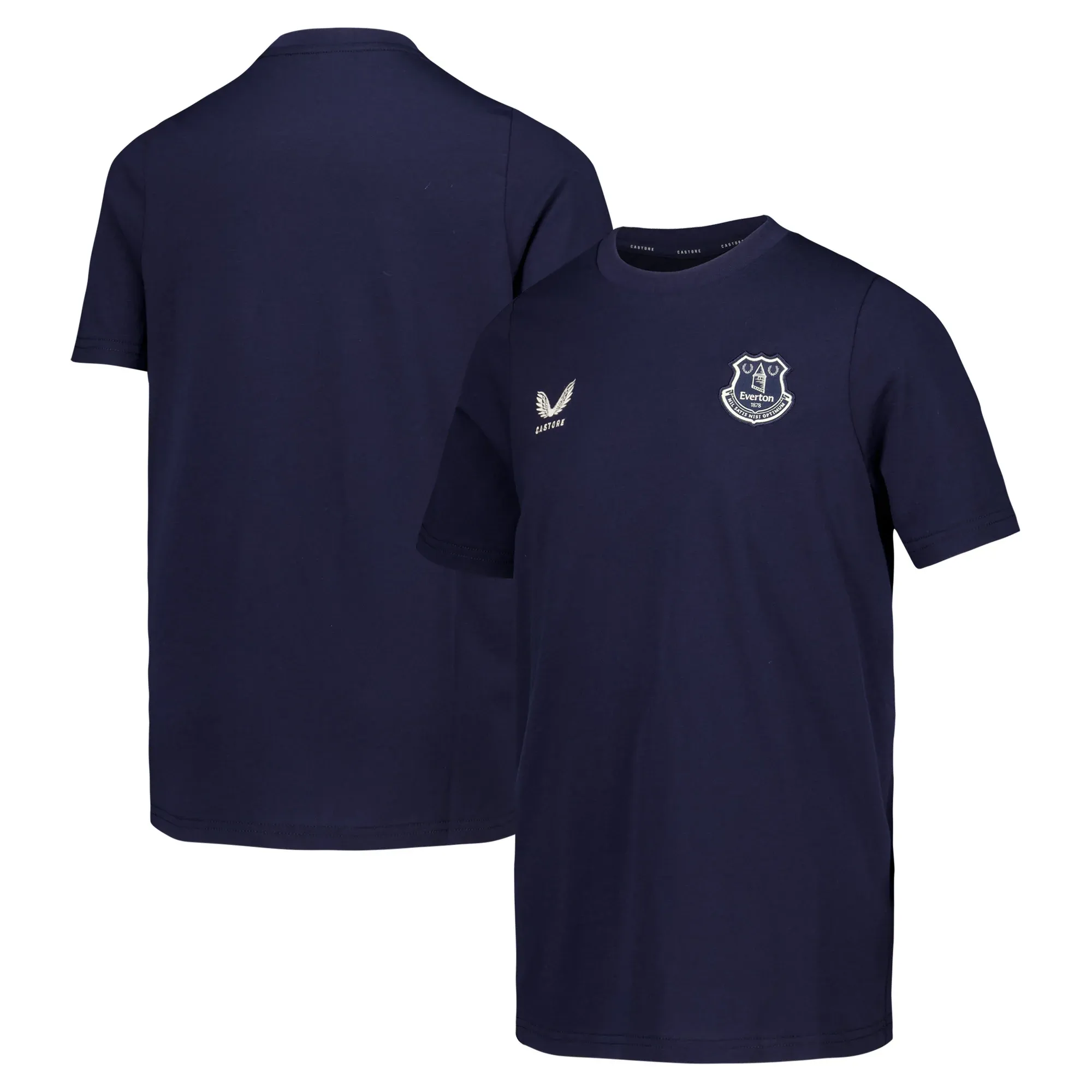 Everton Castore Coaches Off Pitch Logo T-Shirt - Navy - Kids
