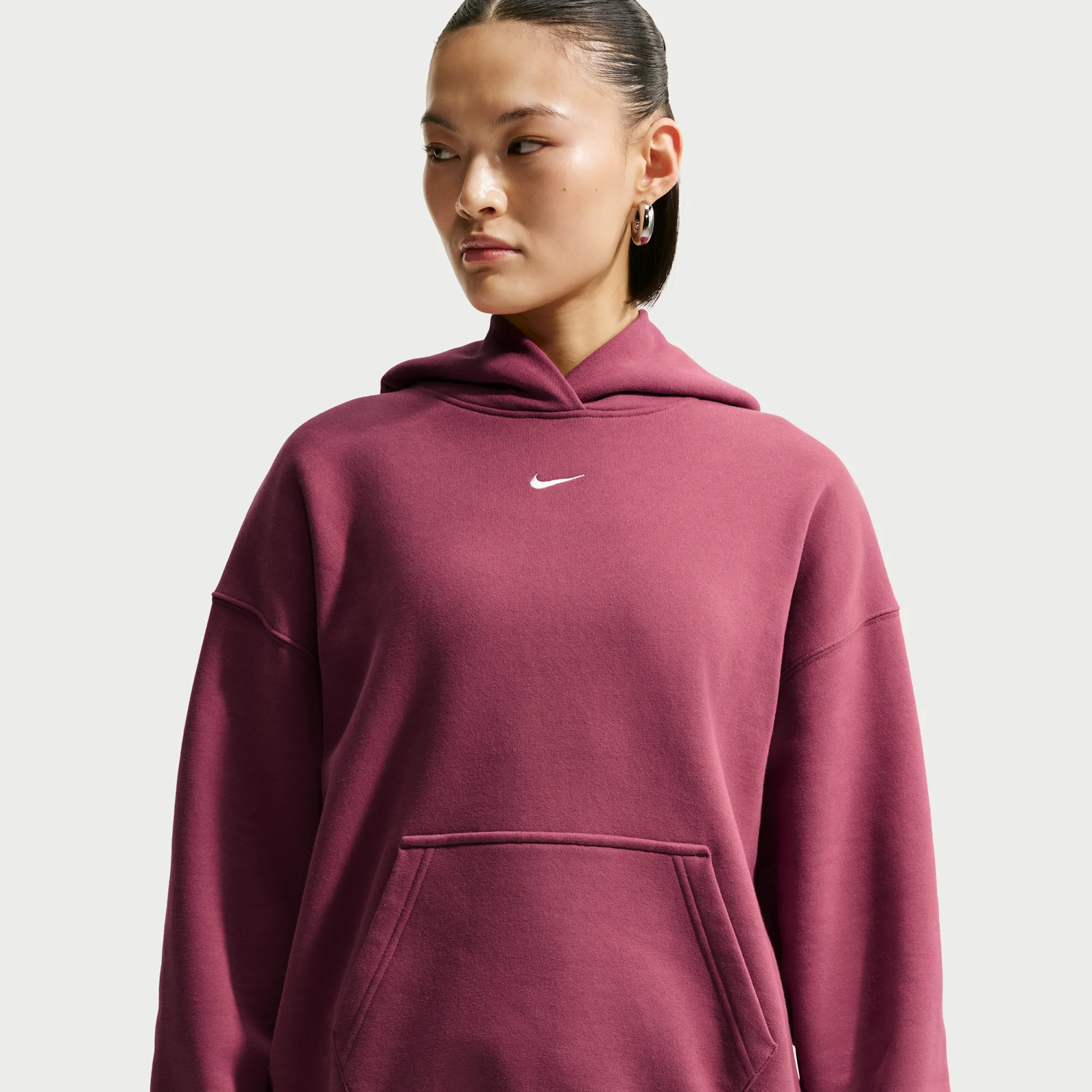 Nike Studio Medium Weight Oversized Pullover Hoodie - Red - Fleece