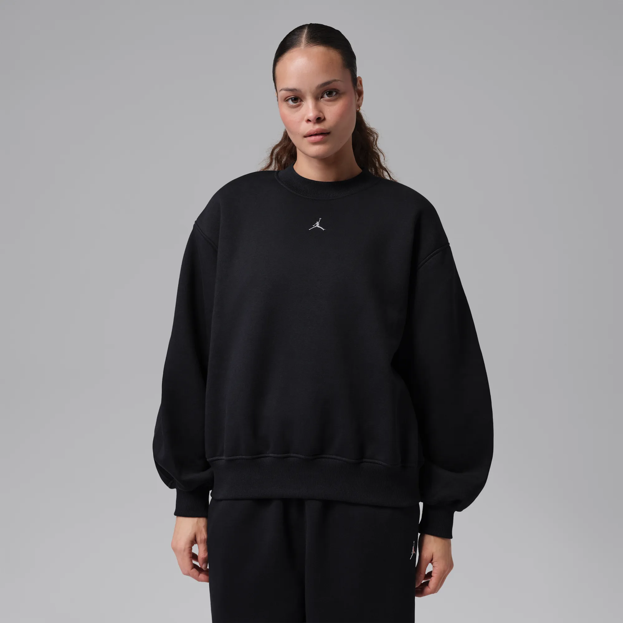 Nike Jordan Brooklyn Women's Fleece Crew-Neck Sweatshirt - Black - Fleece